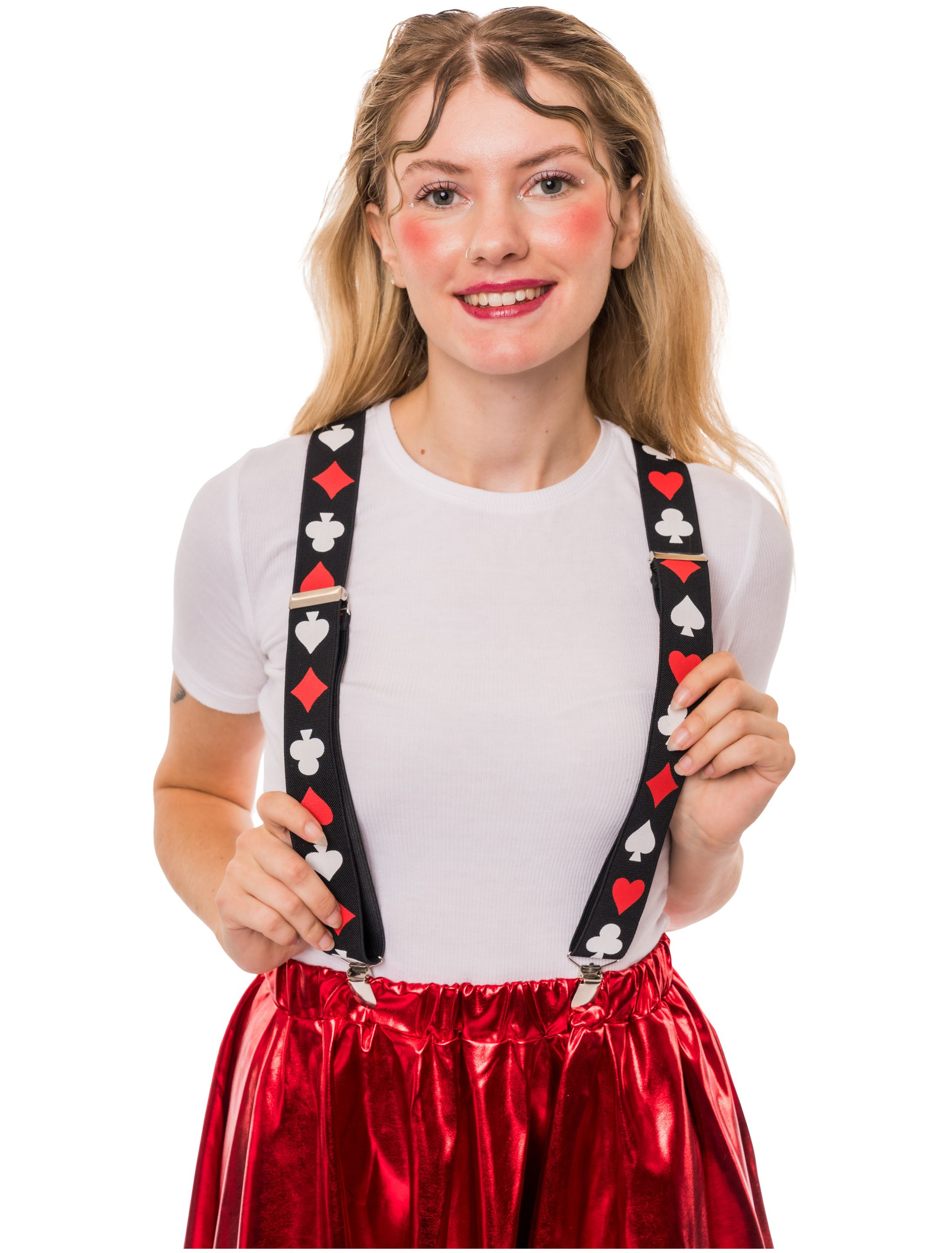 Hosenträger Poker schwarz/weiß/rot
