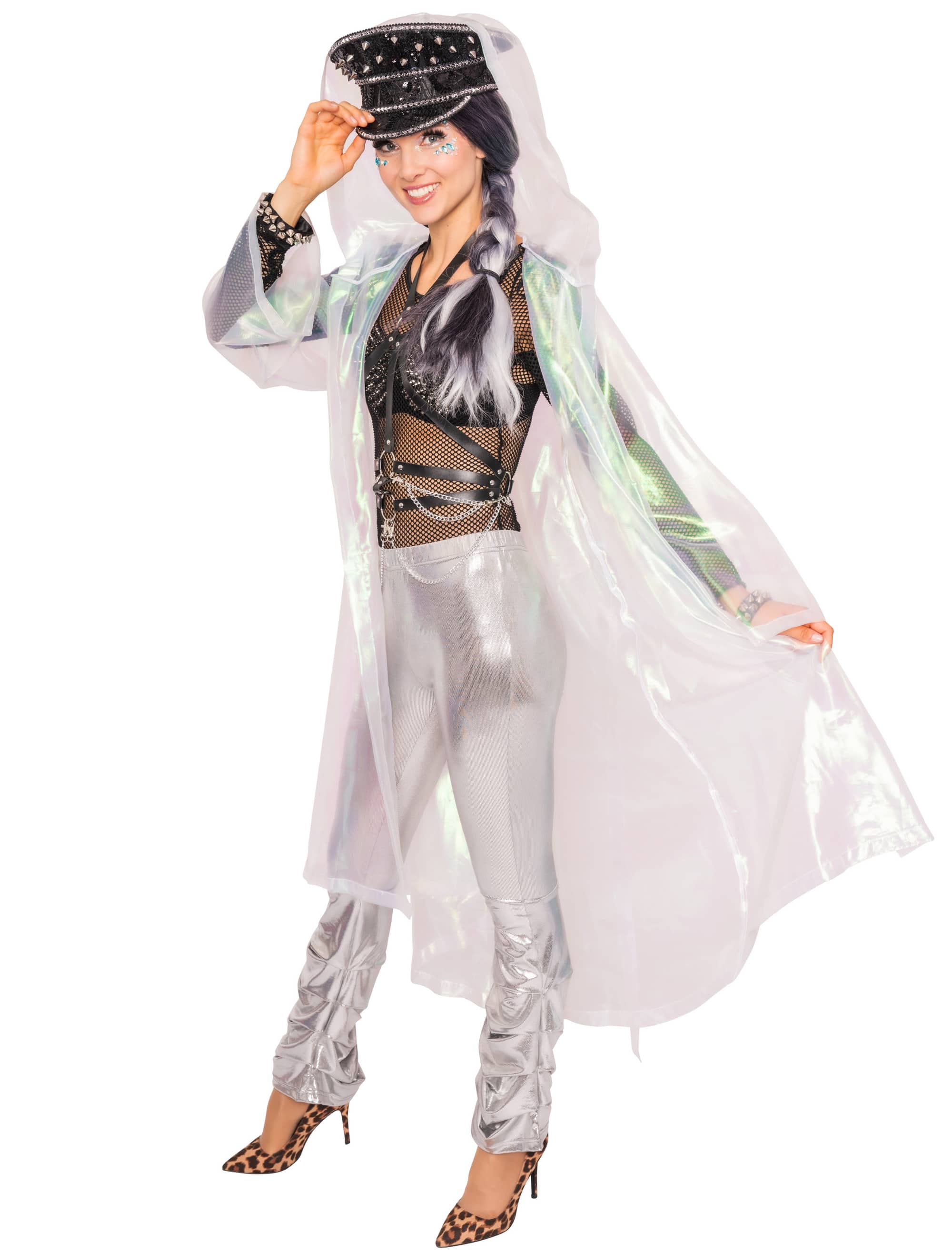 Festivalmantel transparent mehrfarbig one size