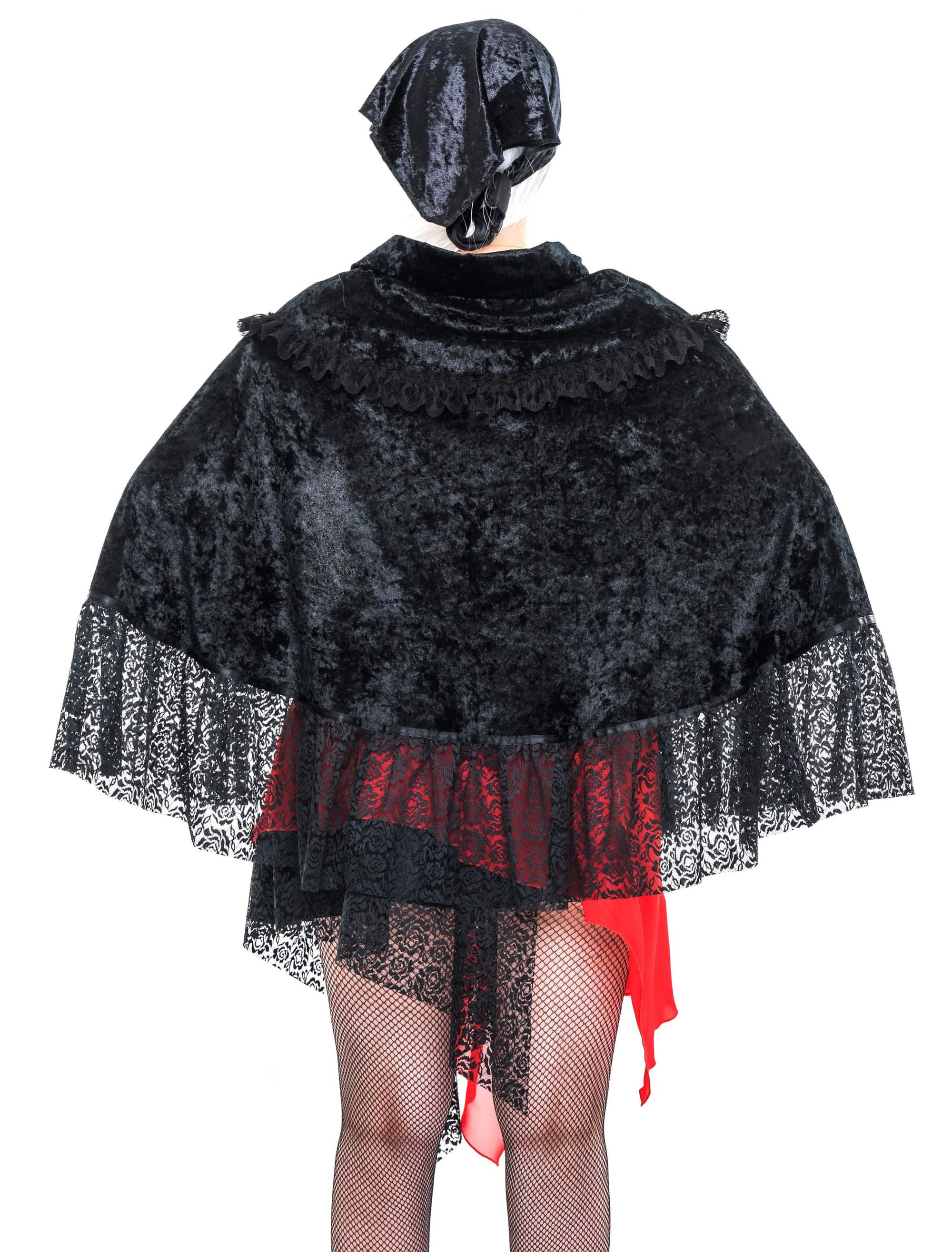 Cape mit Kragen & Spitze schwarz one size