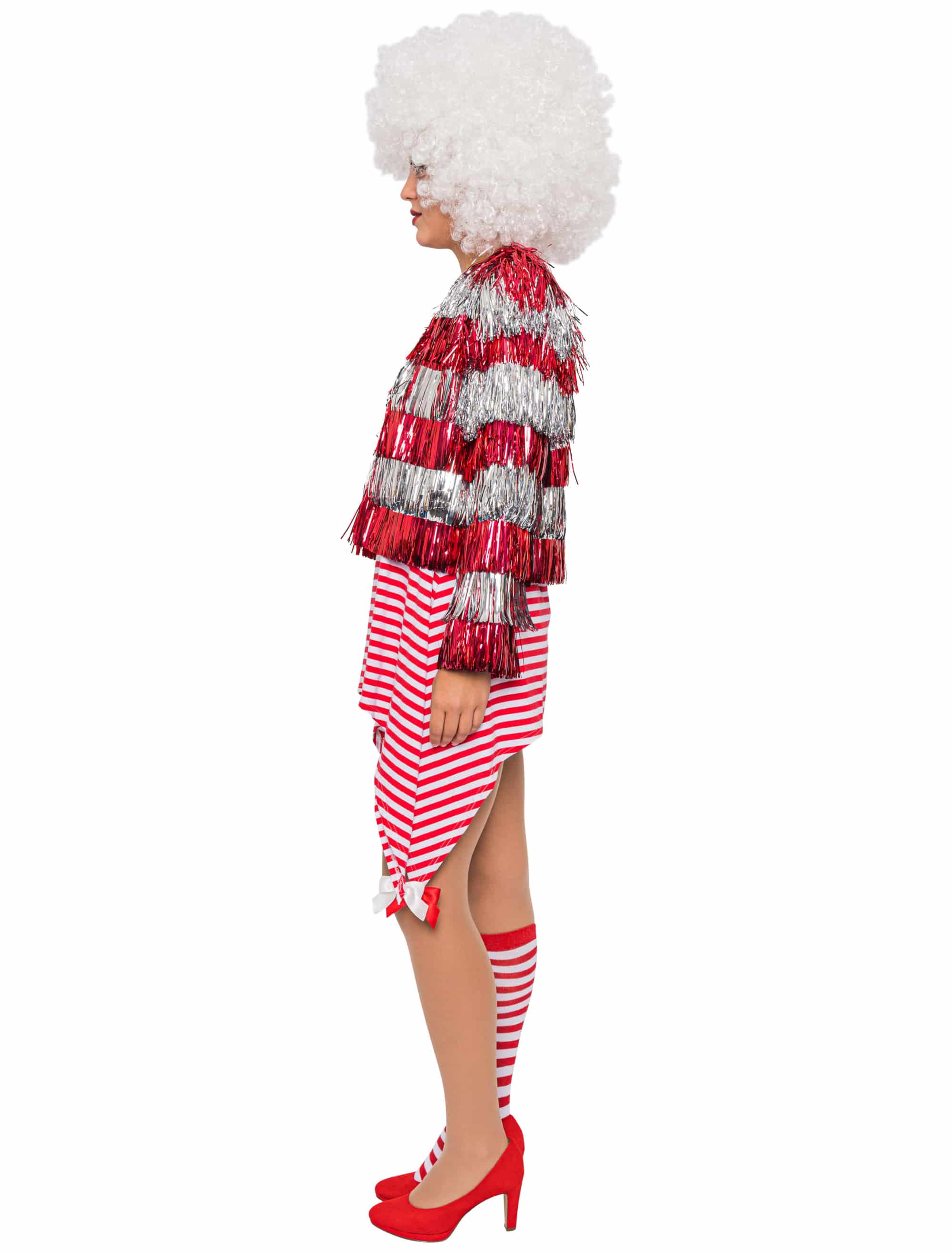 Jacke Lametta Damen rot/weiß L