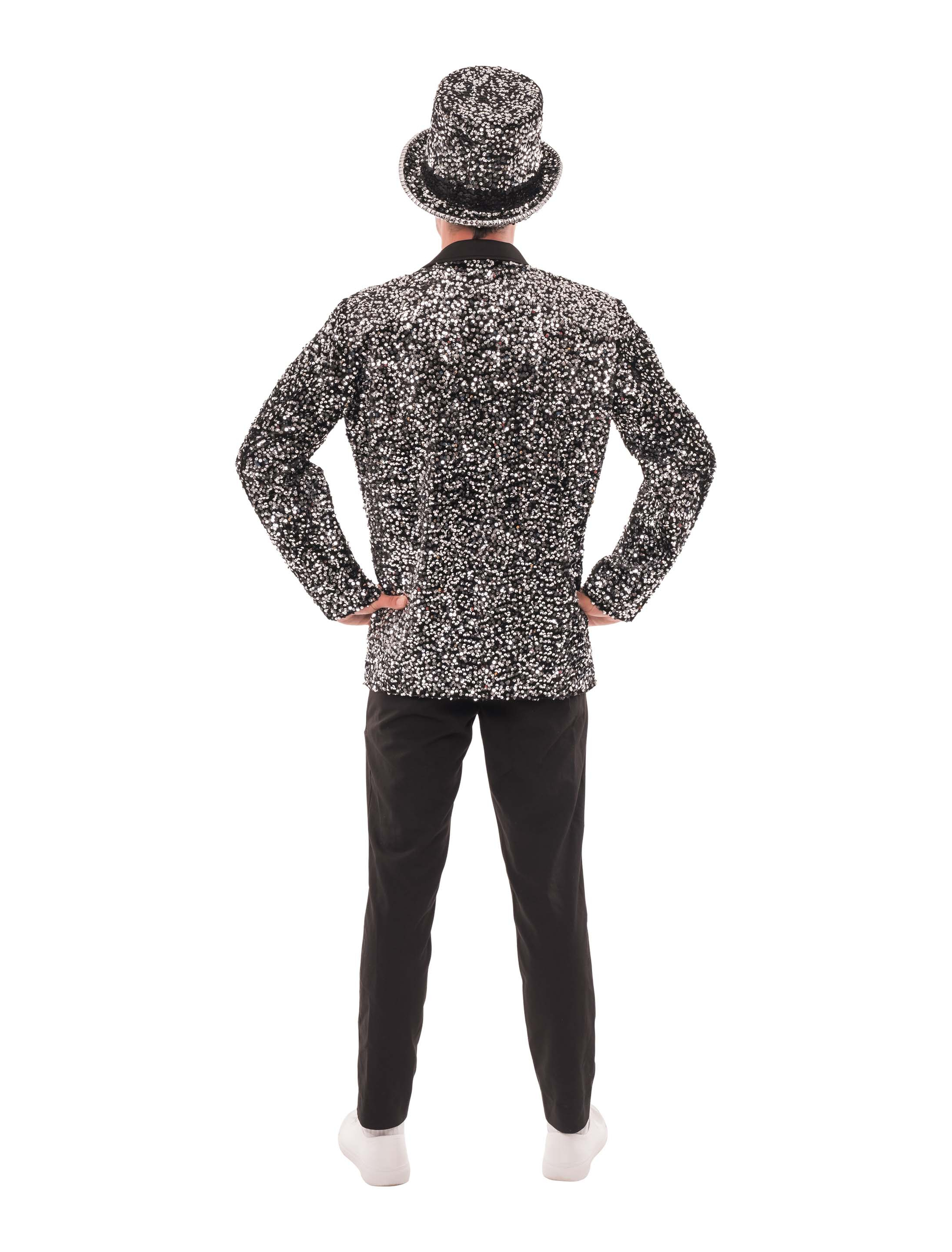 Jackett Pailletten Herren silber S