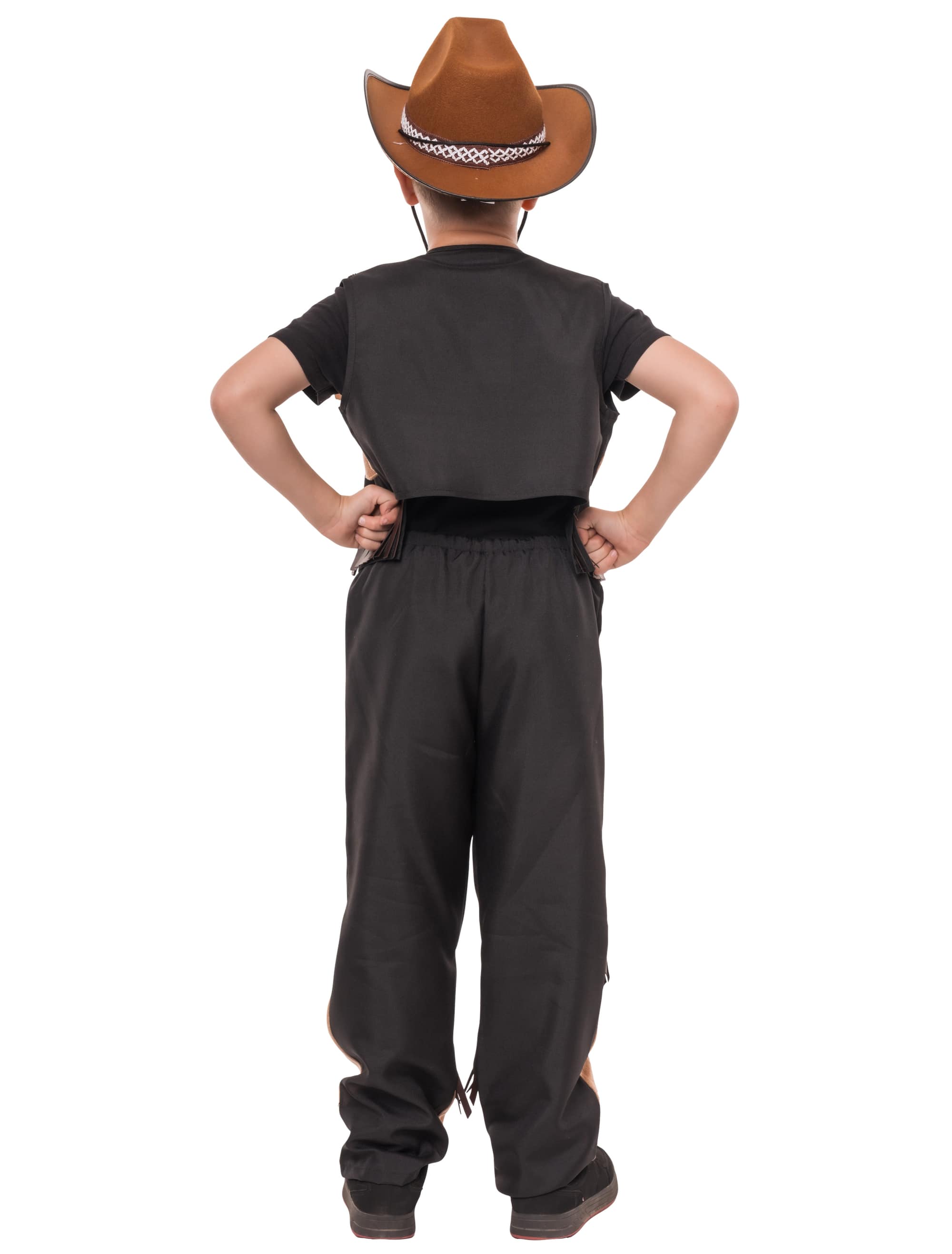 Kostüm Cowboy 2-tlg. Kinder braun/schwarz 4-6 Jahre