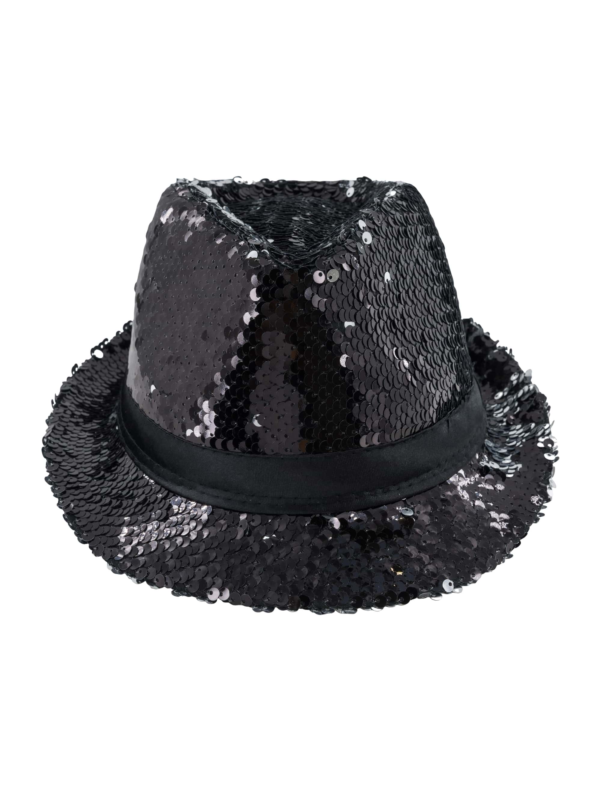 Hut Fedora Wendepailletten schwarz/silber one size