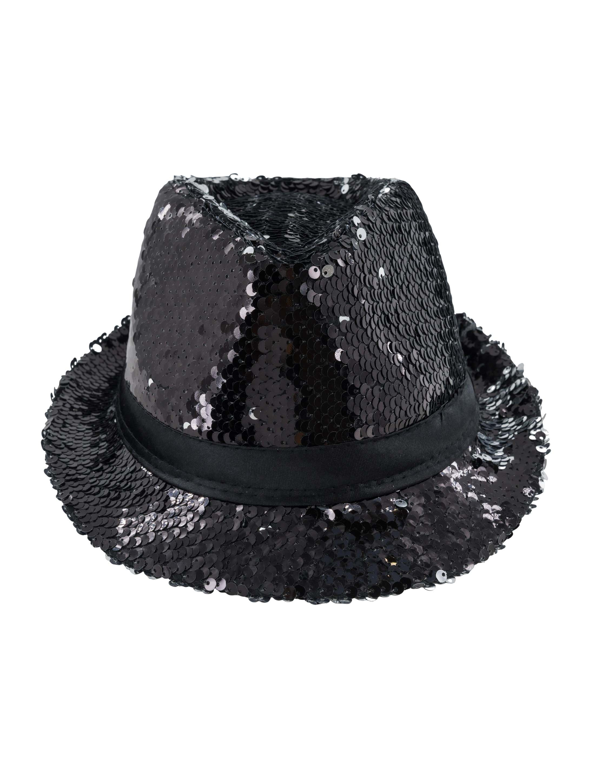 Hut Fedora Wendepailletten schwarz/silber one size
