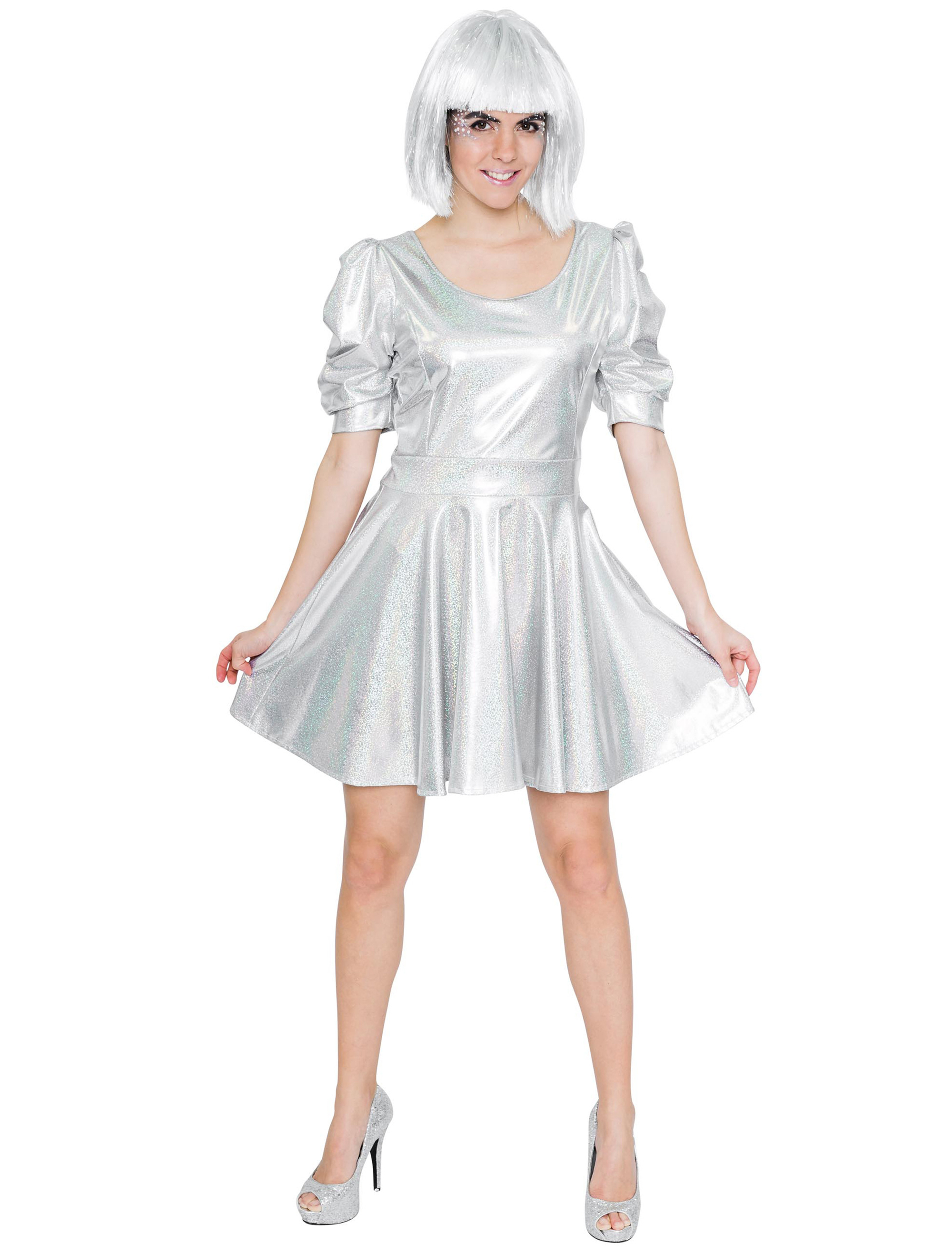 Spacekleid Laser Damen silber L