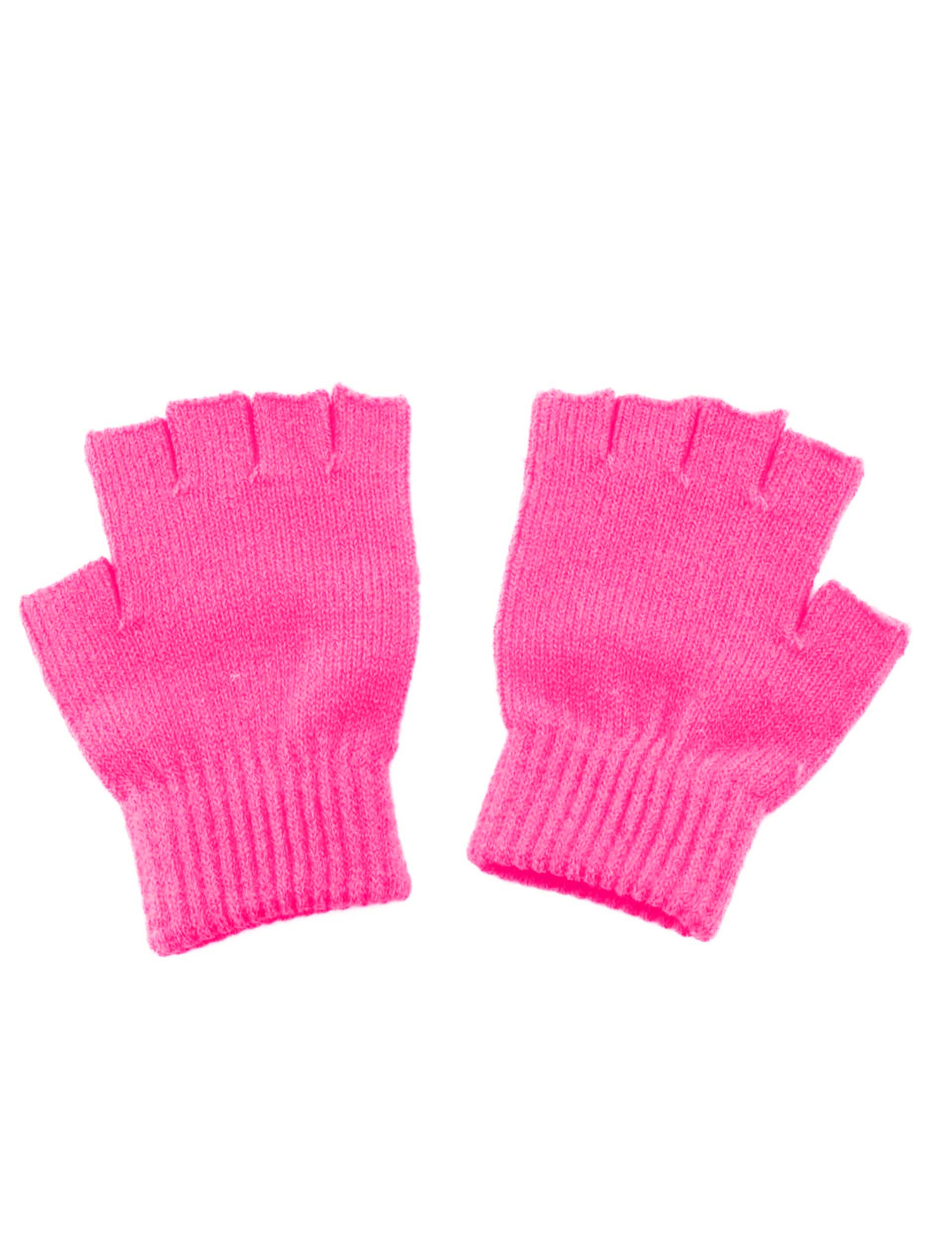 Strickhandschuhe Kinder fingerlos pink