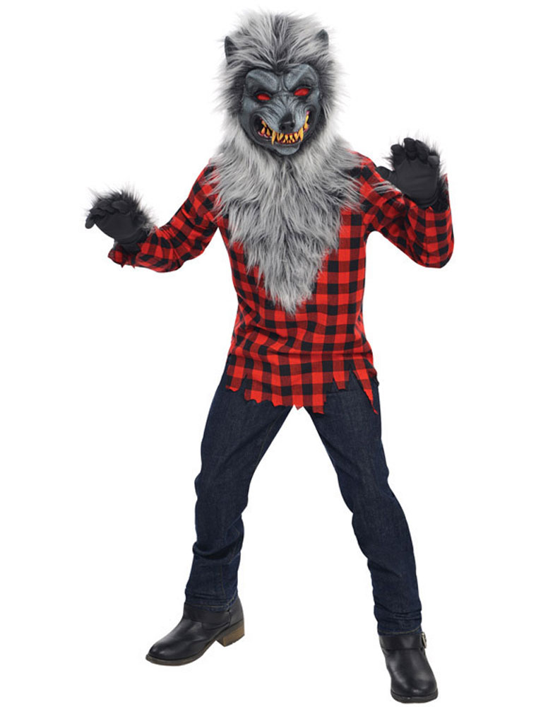 Kostüm Werwolf 3-tlg. Kinder schwarz/rot 158