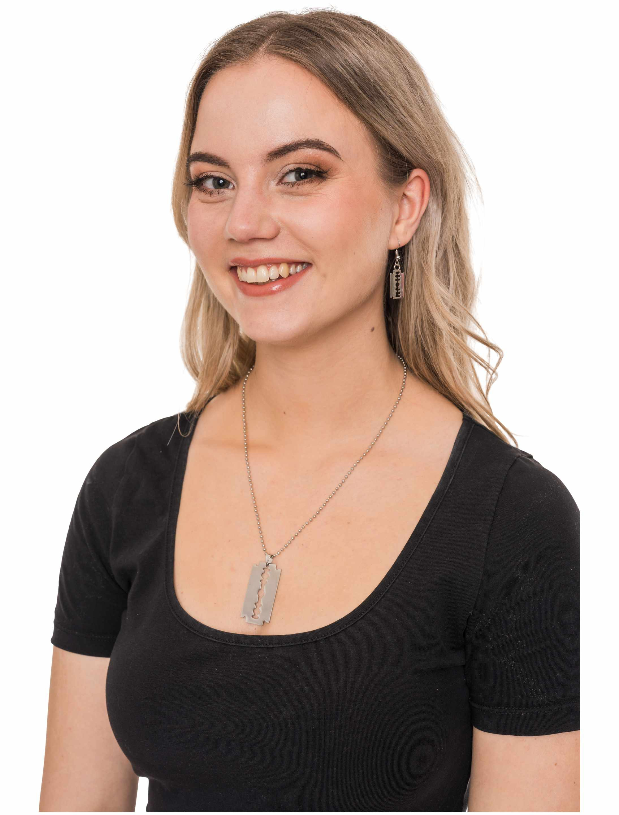 Halskette Rasierklinge silber