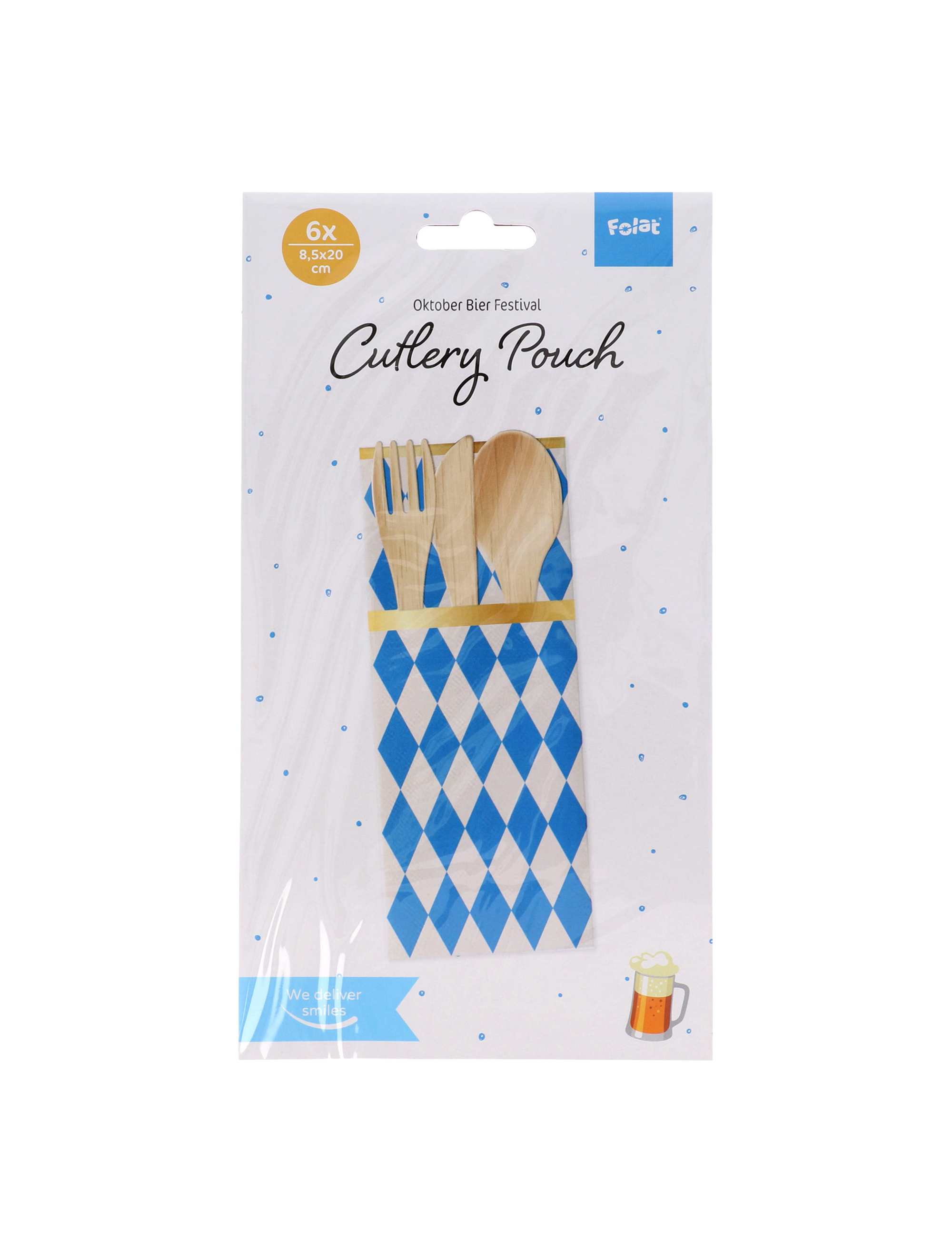 Bestecktaschen Oktoberzauber 6 Stk. blau/weiß