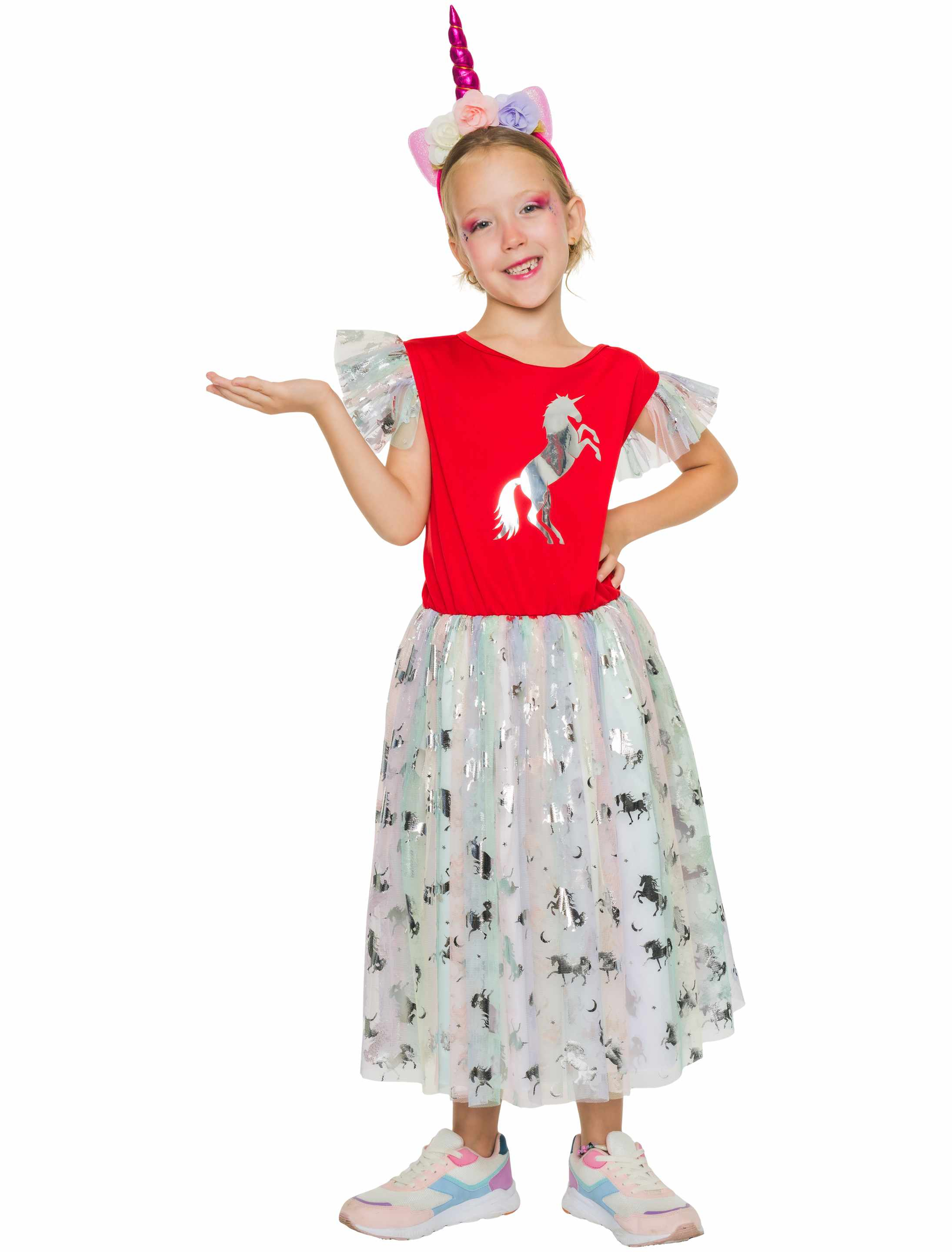 Kleid Einhorn Kinder bunt 116/128