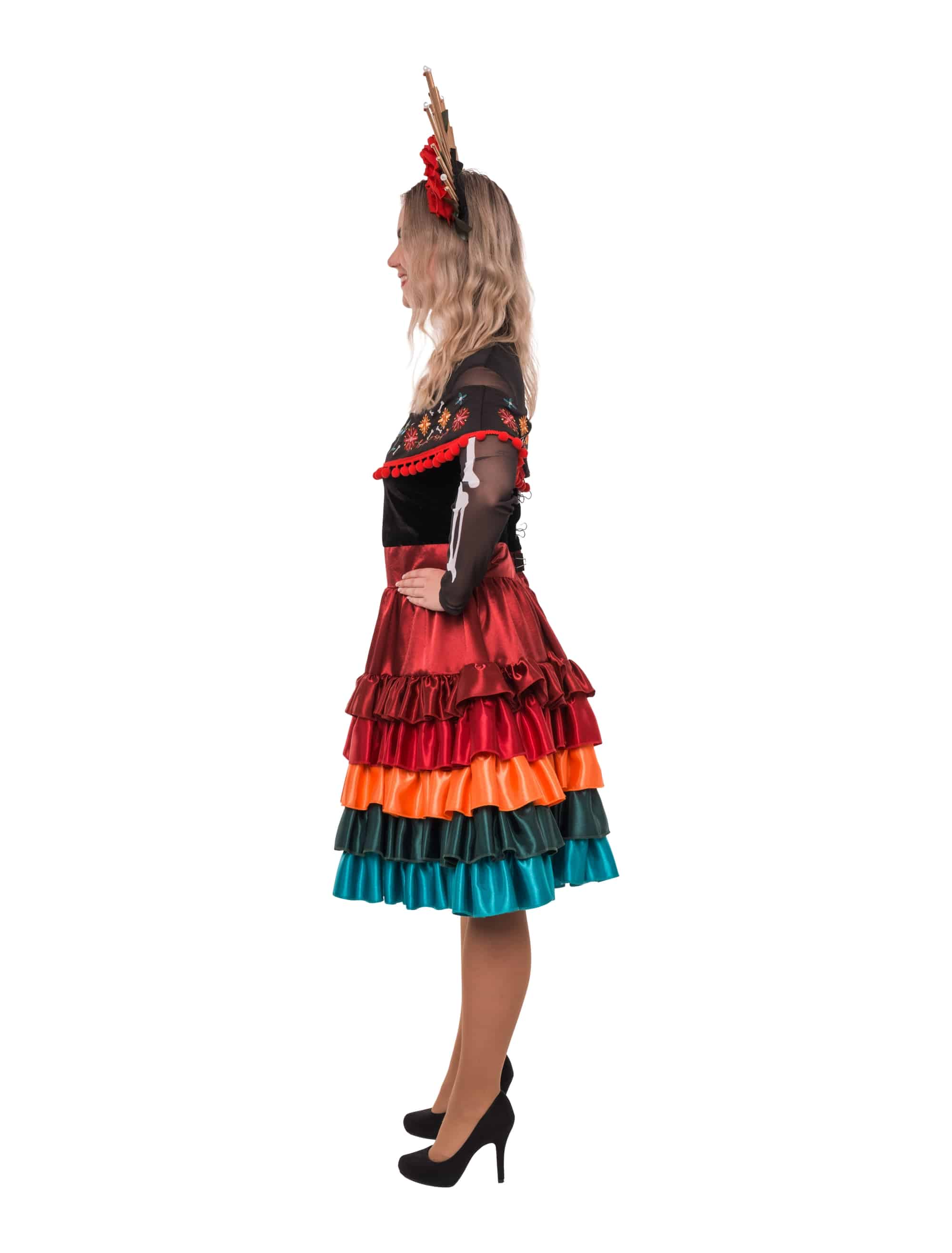 Kleid Dia de los muertos bunt XS
