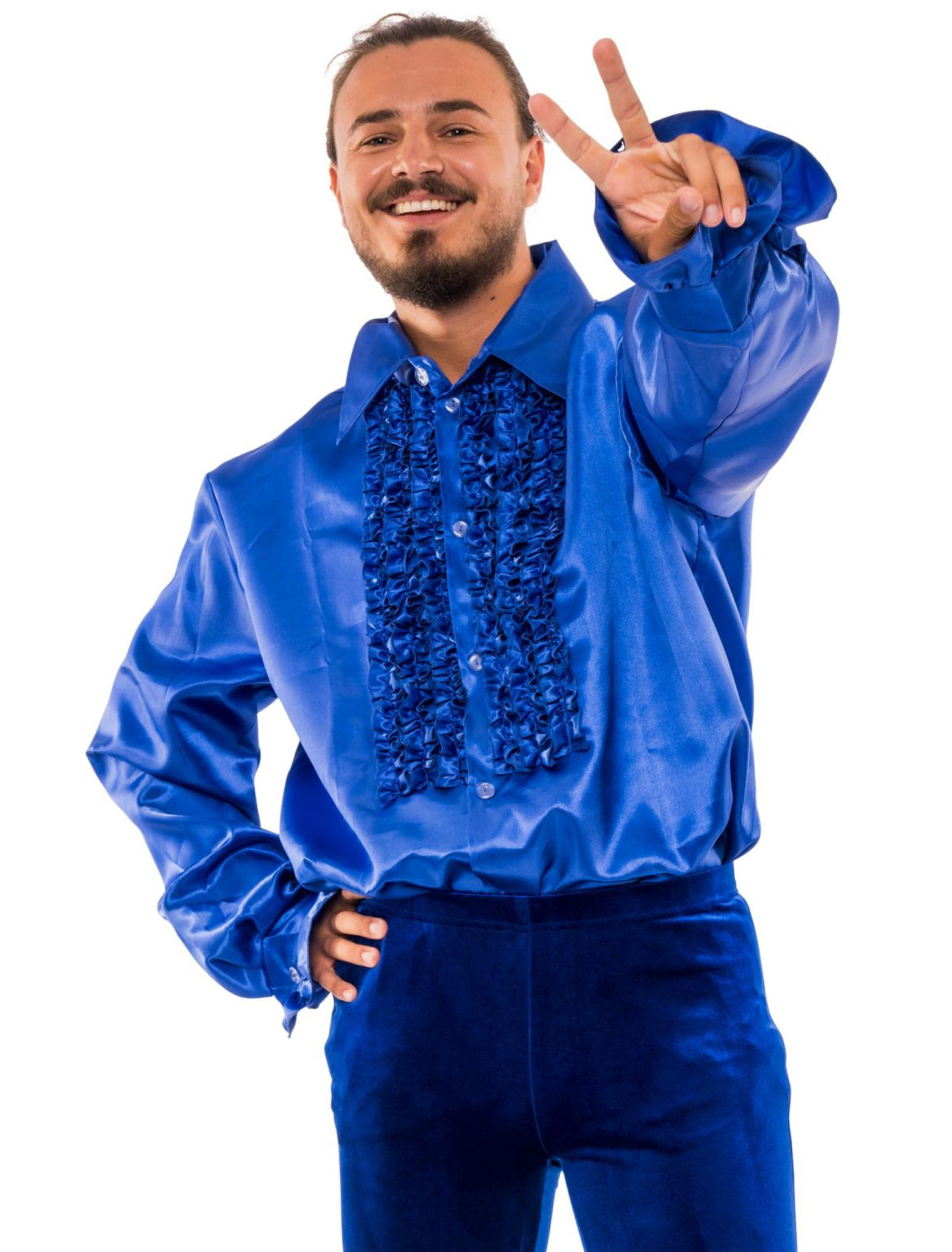 Hemd Satin Herren blau M