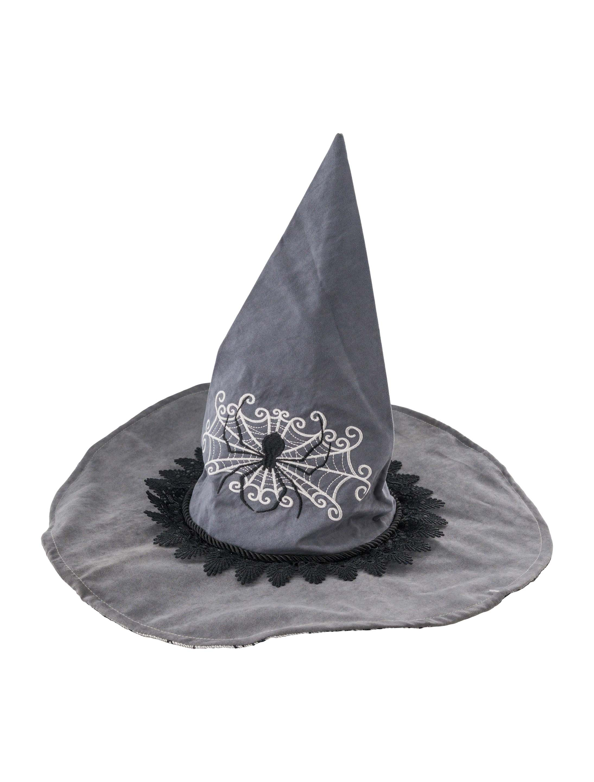 Hexenhut mit Spinne grau 59
