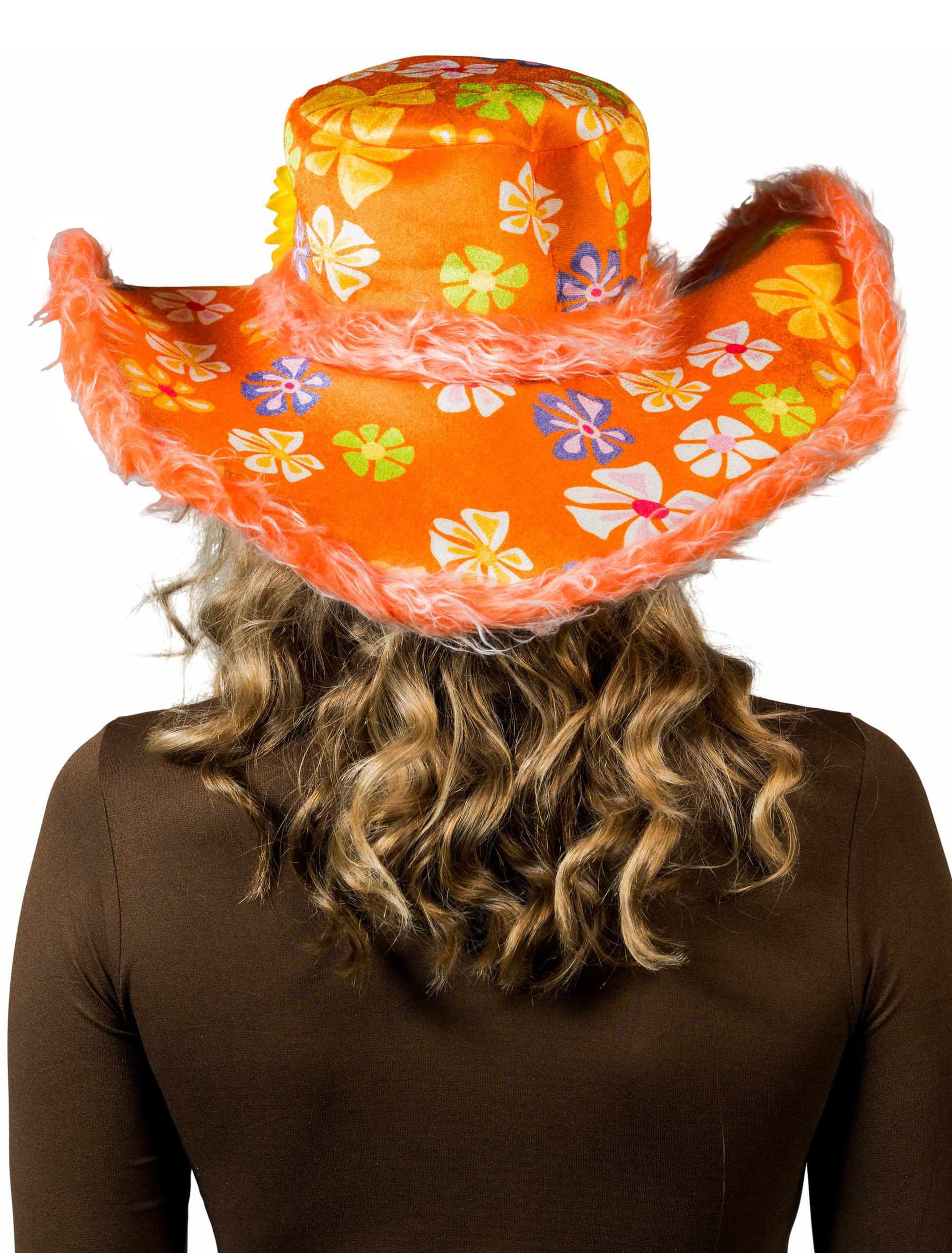Hut Hippie Blumen orange one size