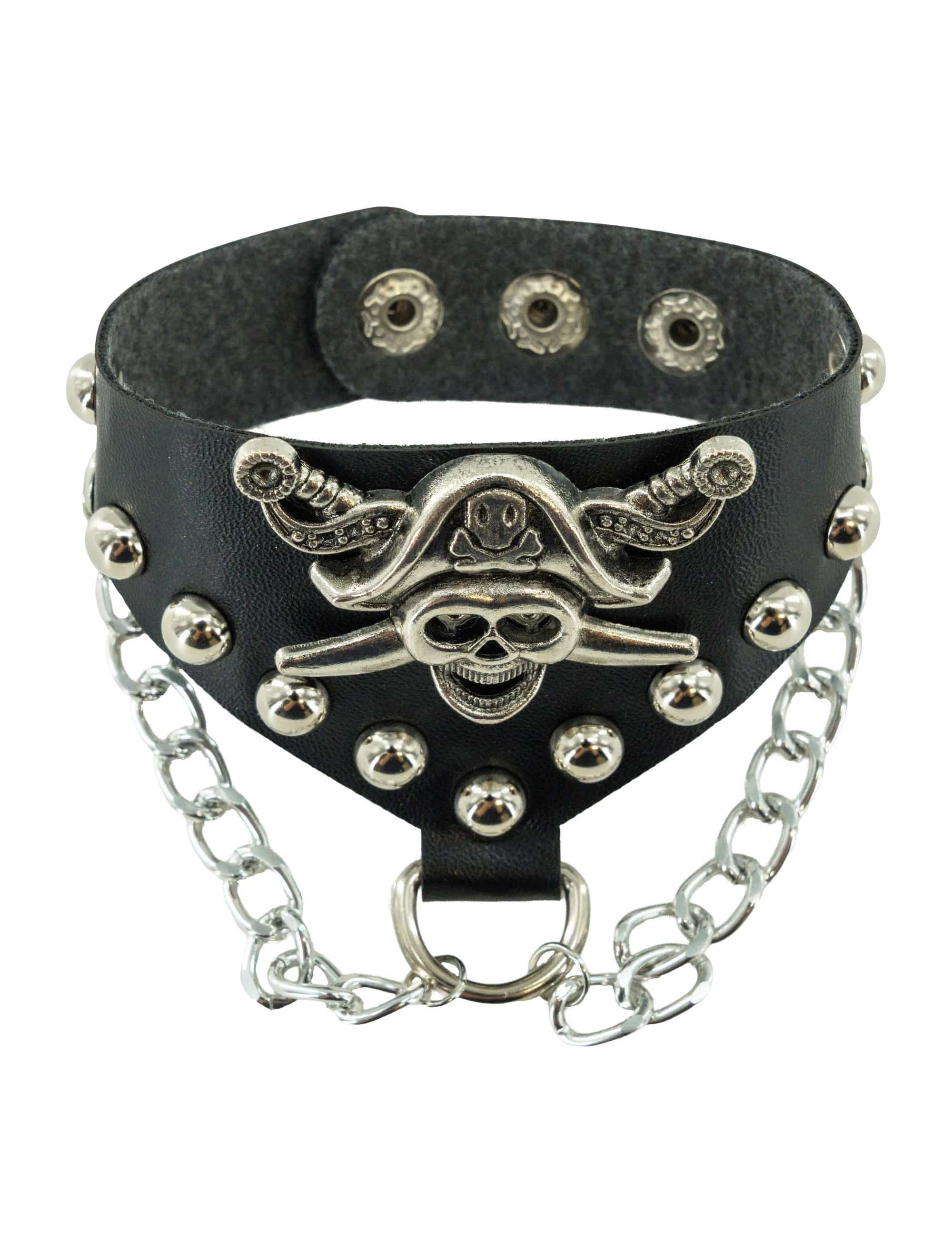 Manschetten Pirat mit Kette schwarz