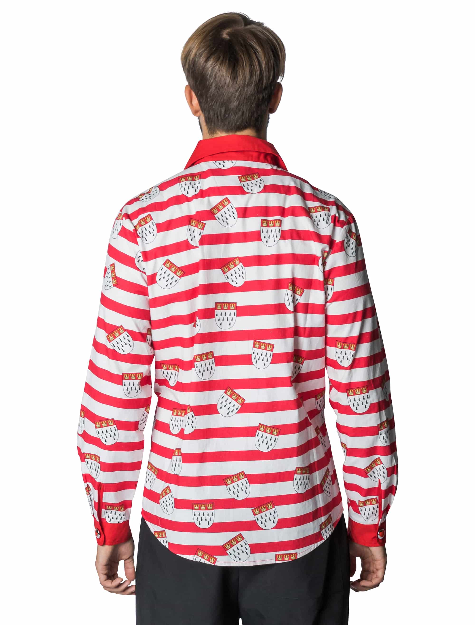 Hemd langarm Wappen Herren rot/weiß S
