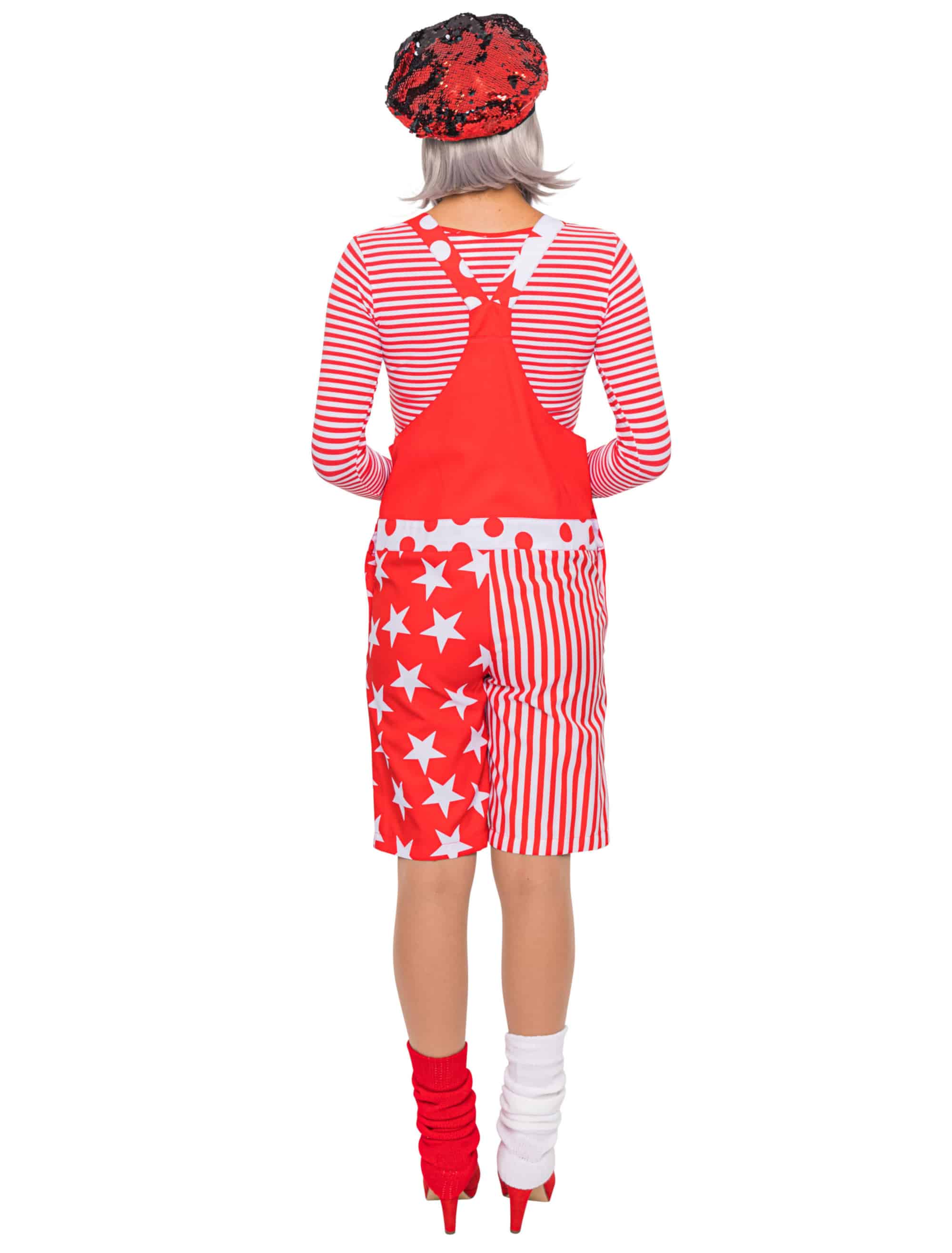 Latzhose kurz Damen rot/weiß S/M