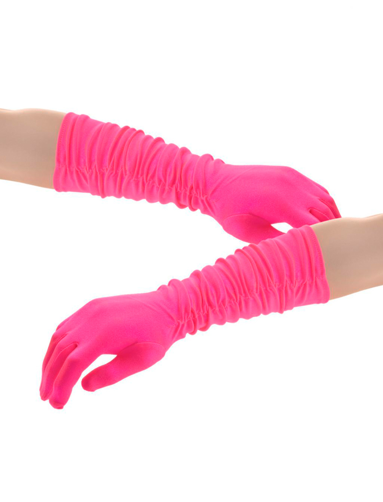 Handschuh Gala pink gerafft Satin 38cm