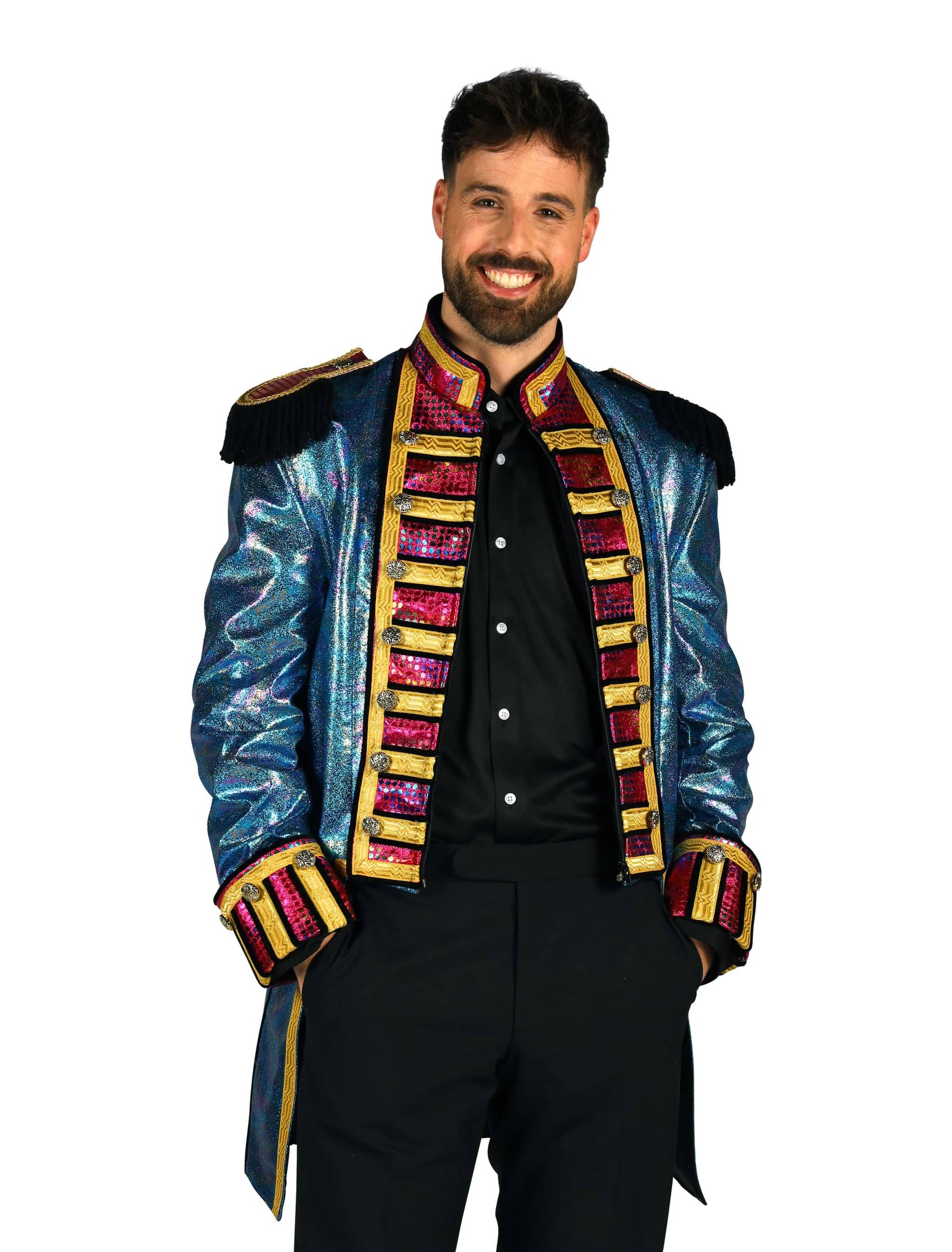 Jacke Zirkusdirektor metallic Herren türkis L