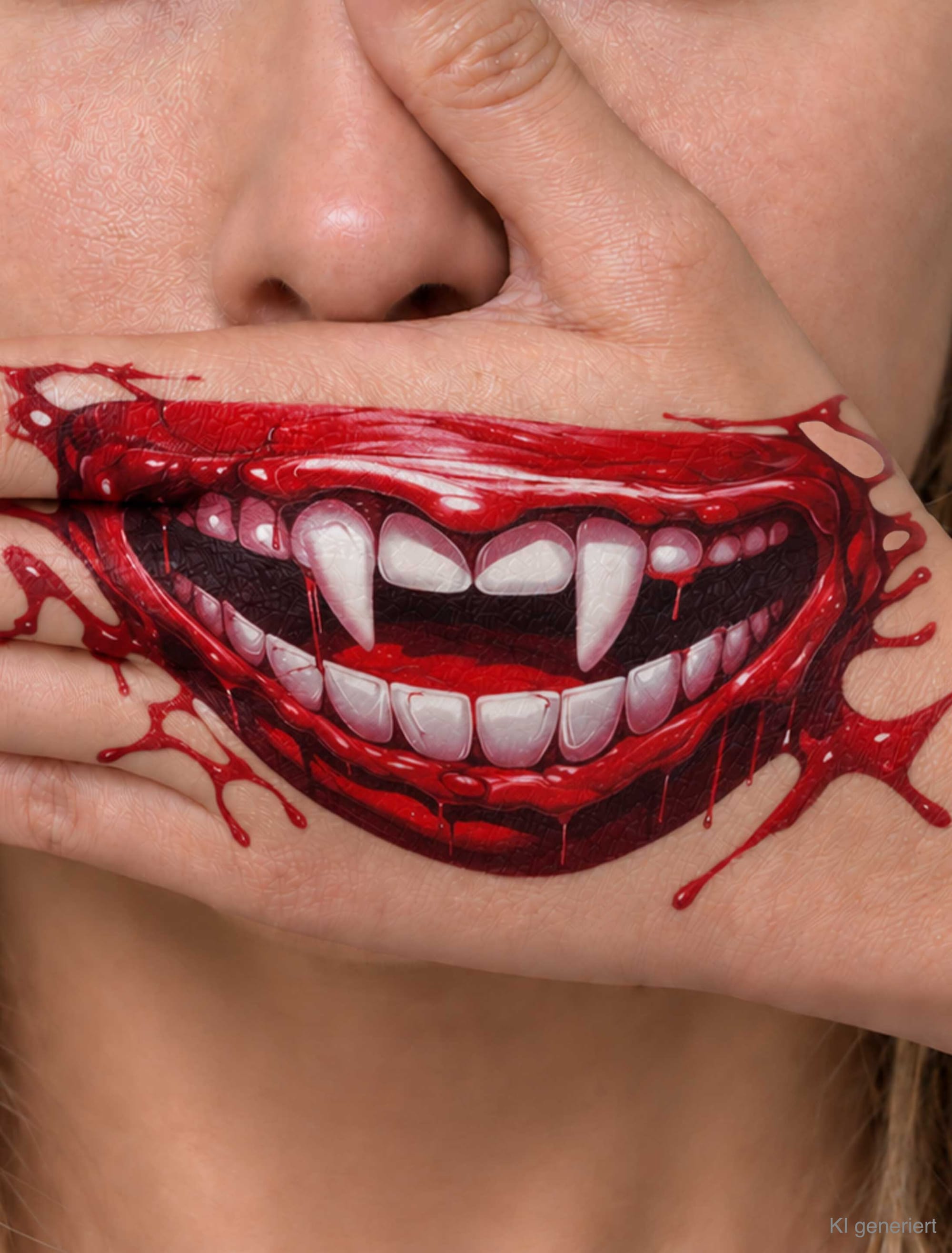 Mund-Tattoo für die Hand Vampir rot