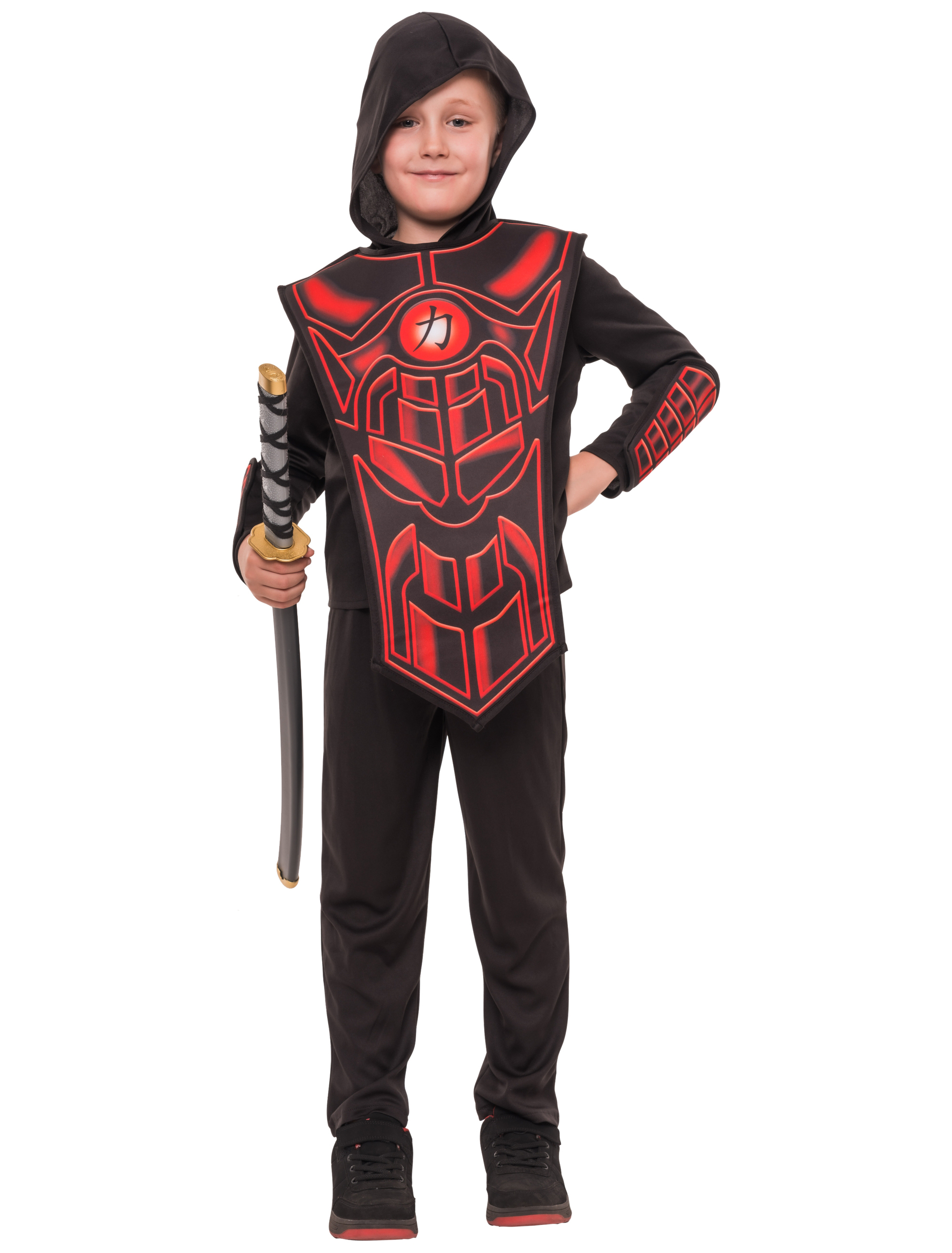 Kostüm Ninja 2-tlg. Kinder schwarz/rot 6-8 Jahre