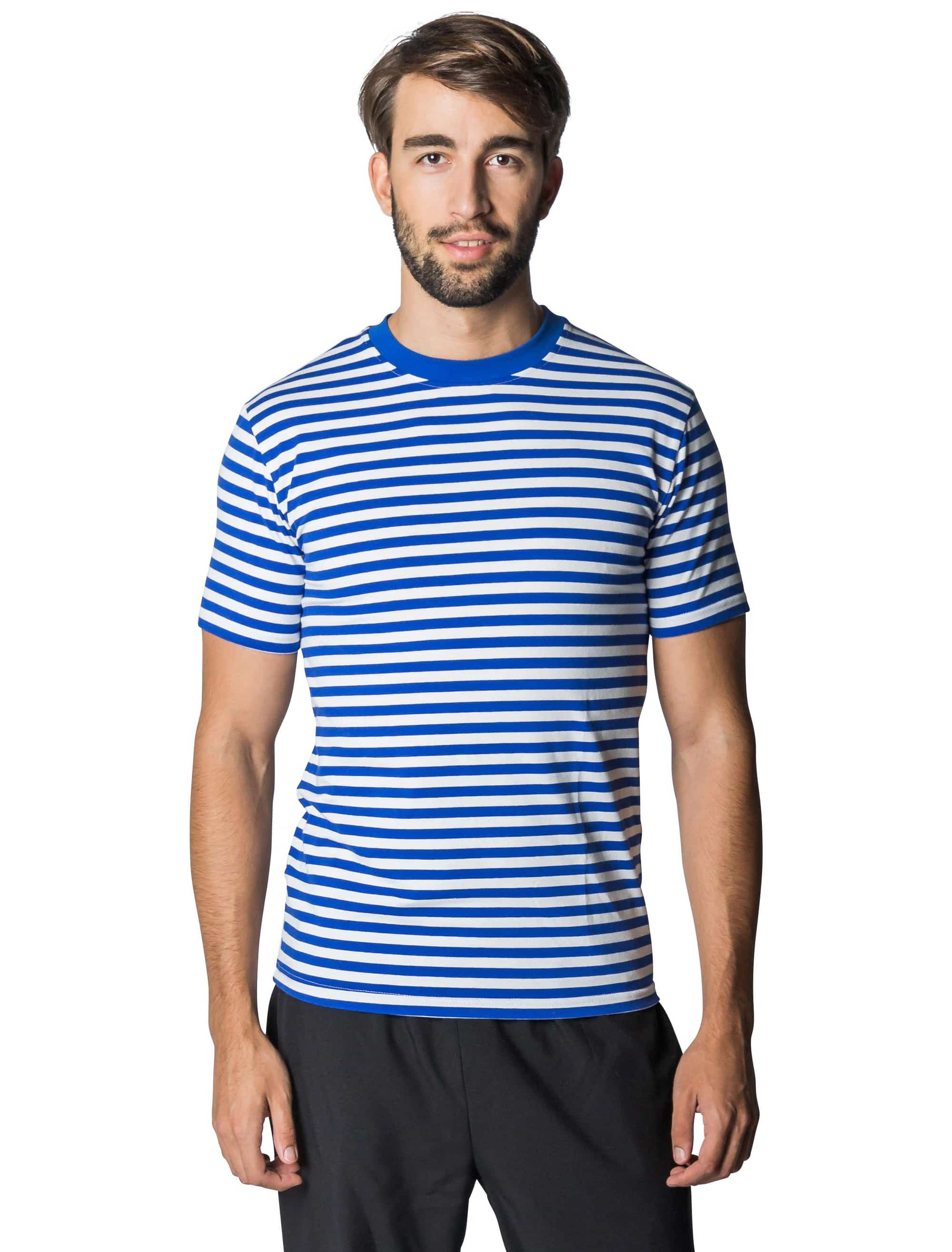 Ringelpulli kurzarm Unisex blau/weiß S
