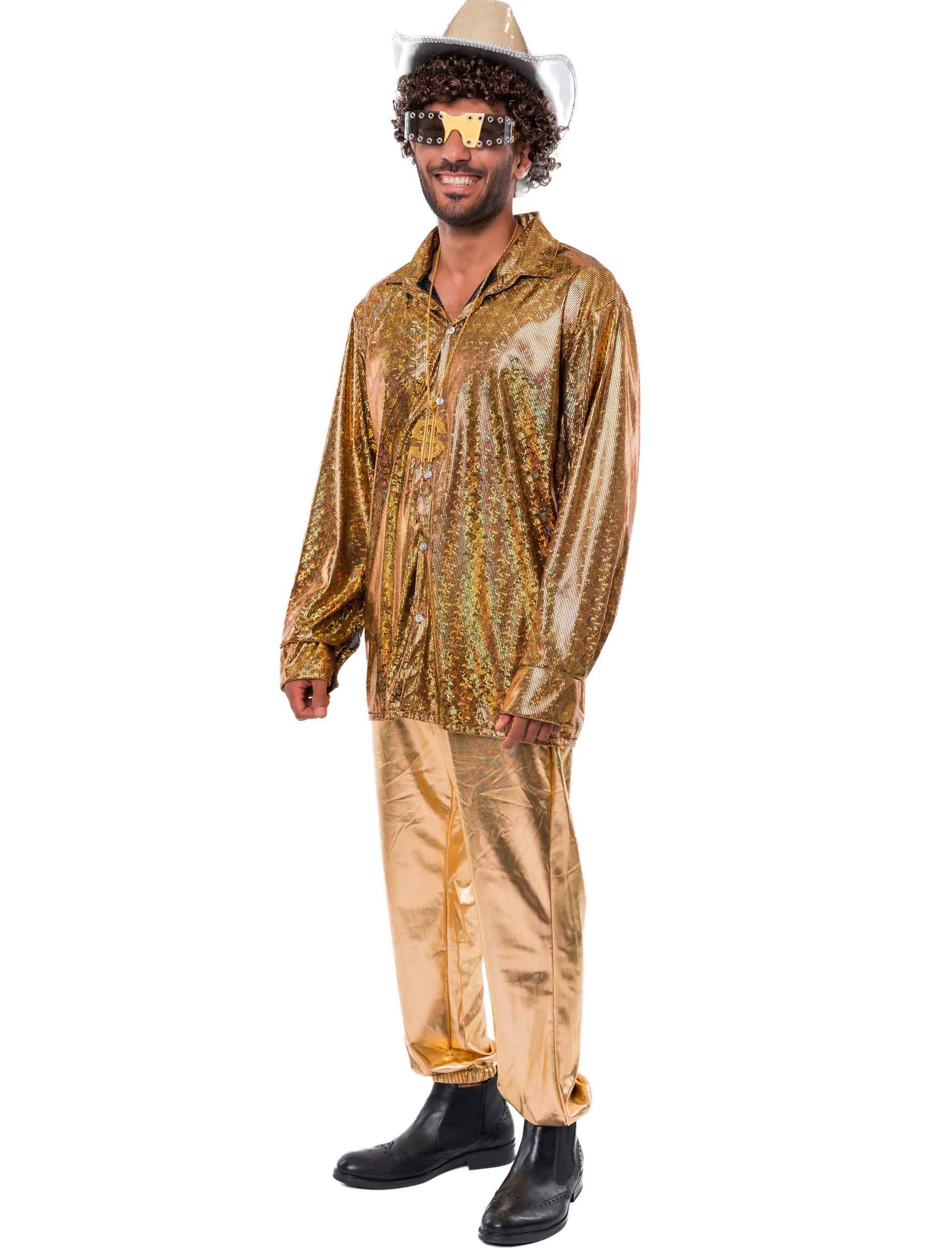 Hemd irisierend Metallic Herren gold M/L