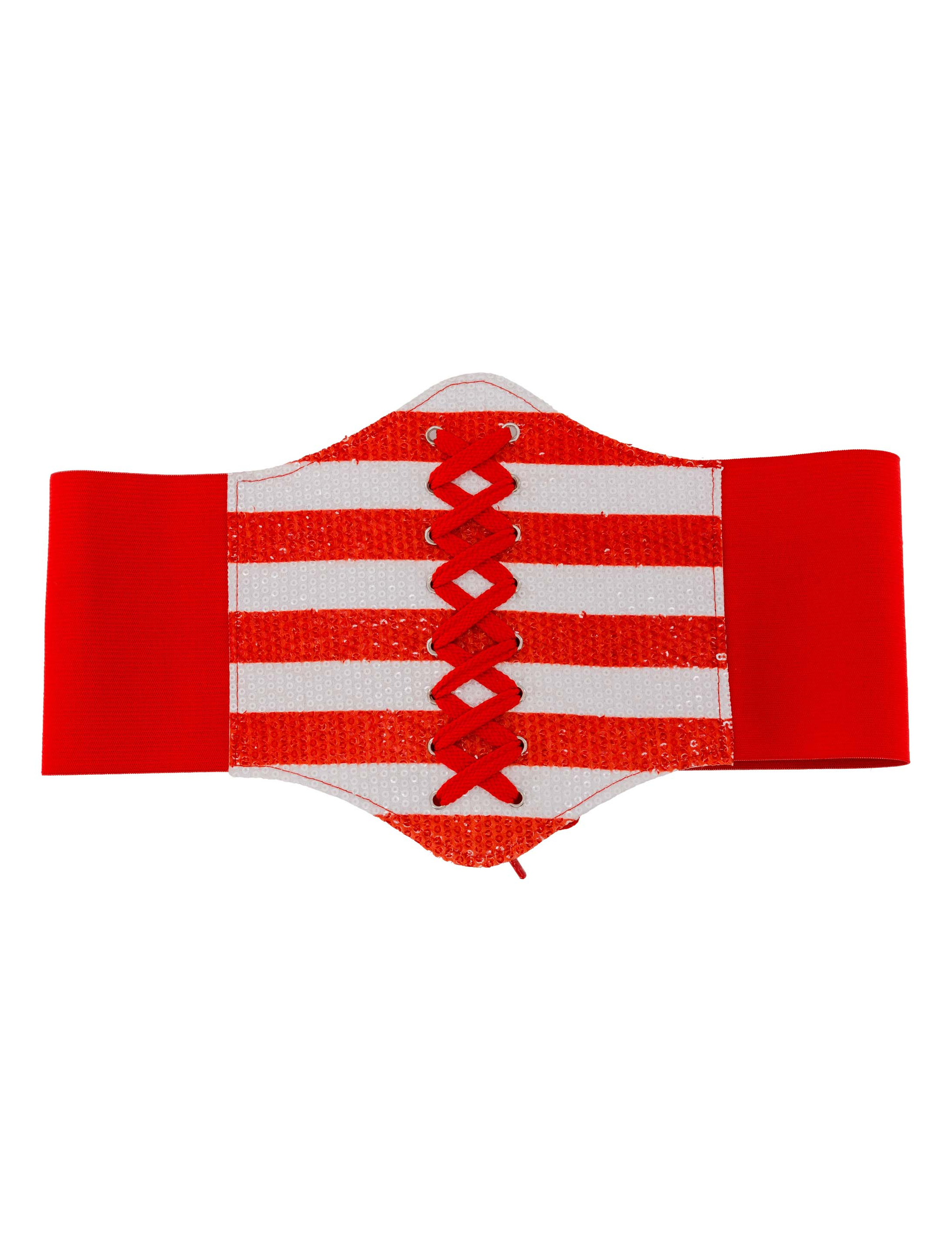 Korsettgürtel mit Pailletten Damen rot/weiß one size