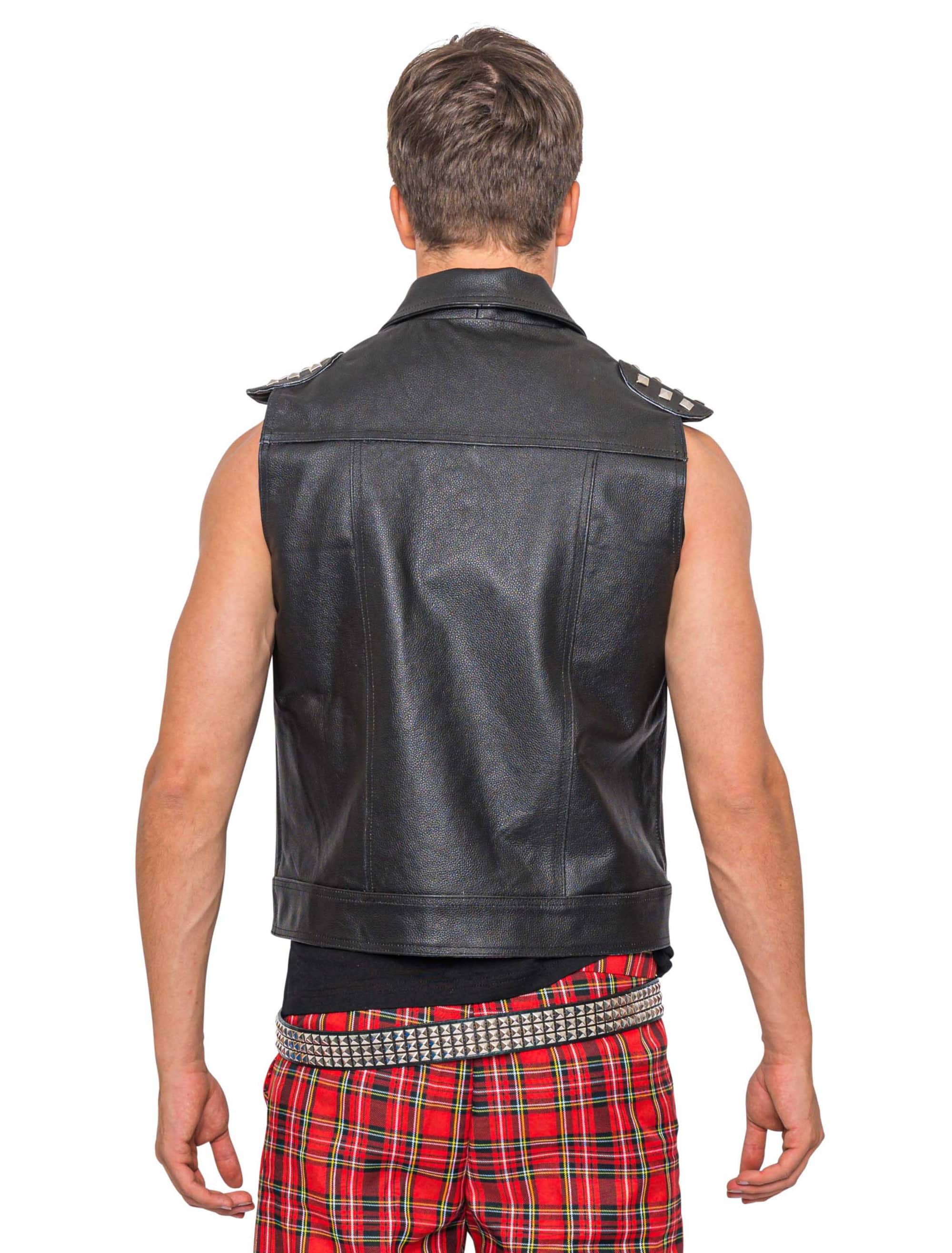 Lederweste Rocker Herren schwarz XS