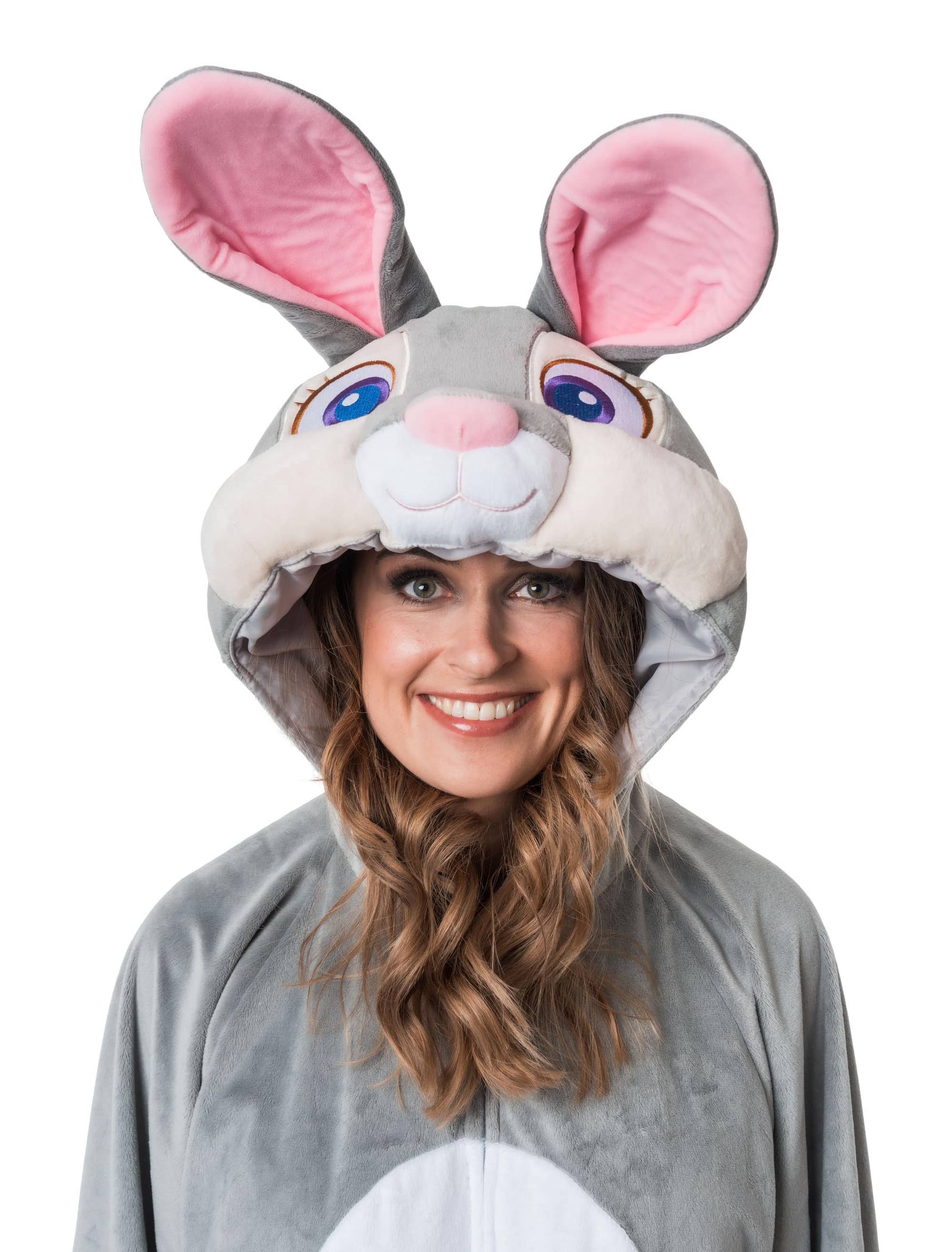 Overall Hase Plüsch grau S/M