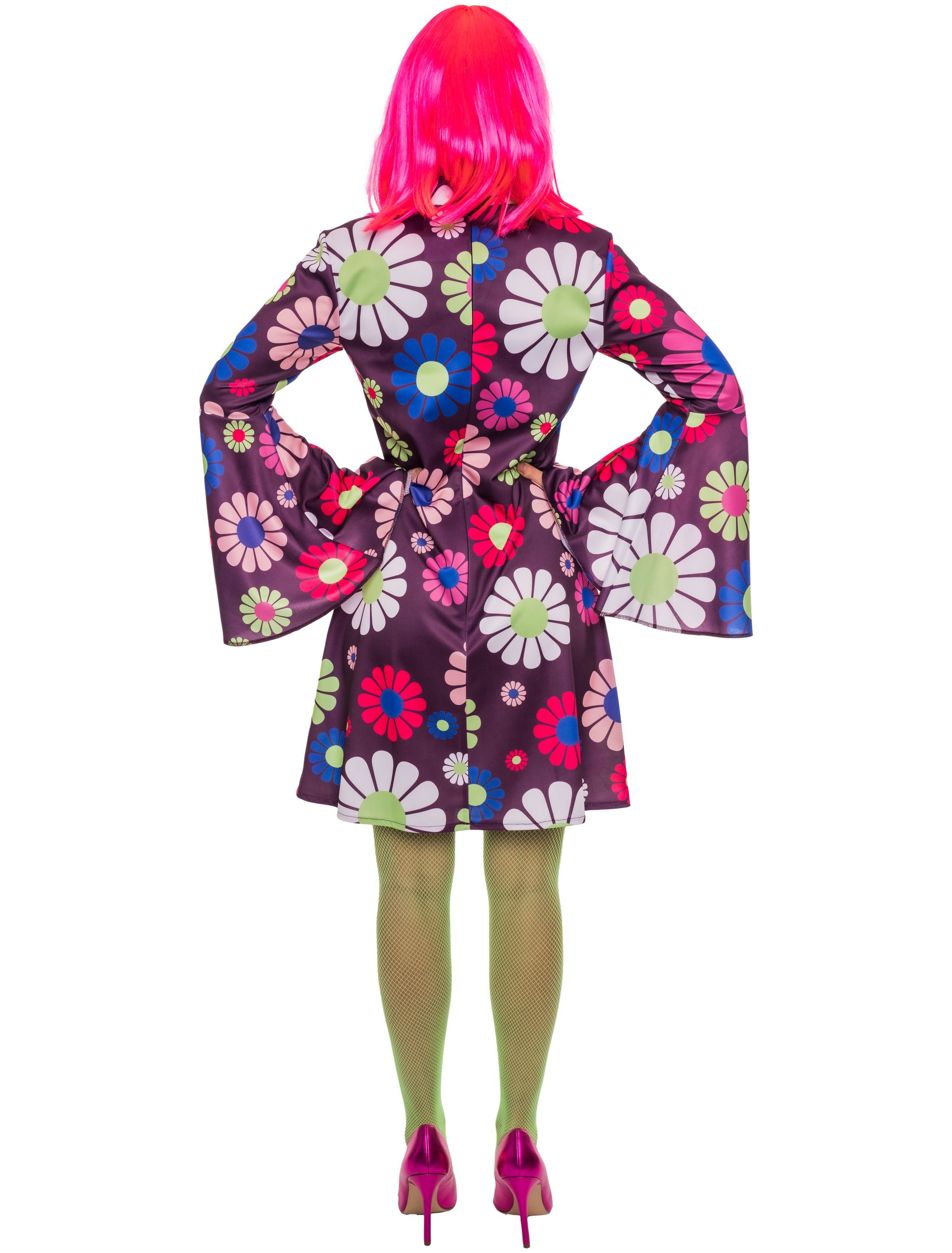 Kleid Flower Power Floral Damen lila XL