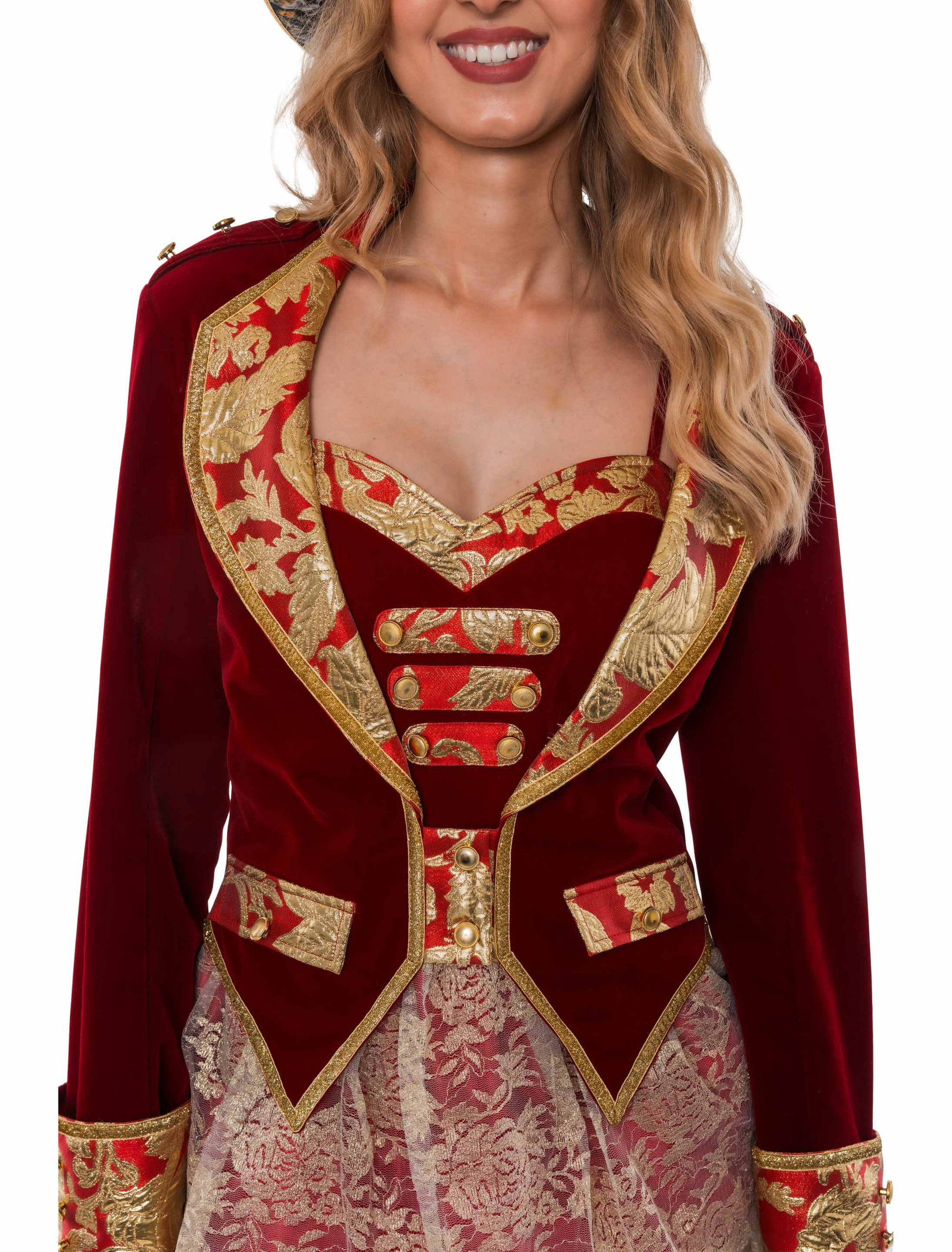 Frack Barock Samt Damen rot/gold S