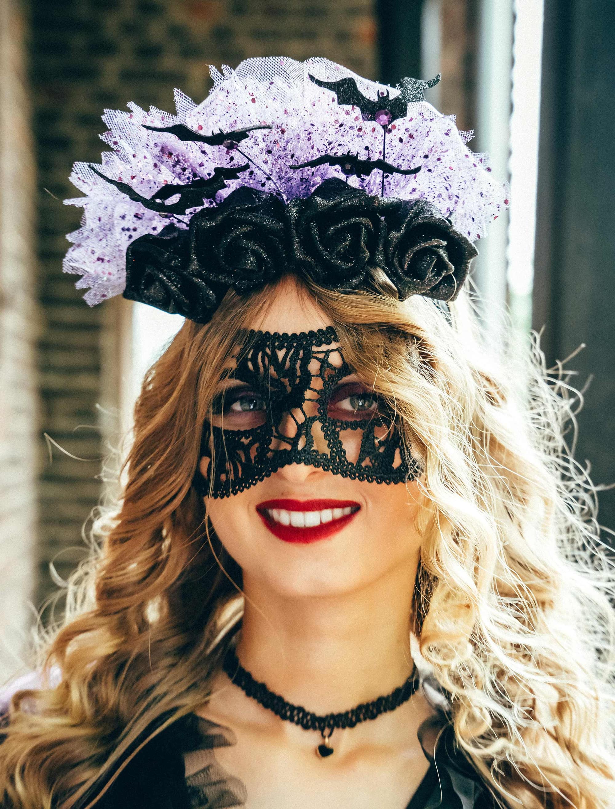 Augenmaske aus Spitze schwarz