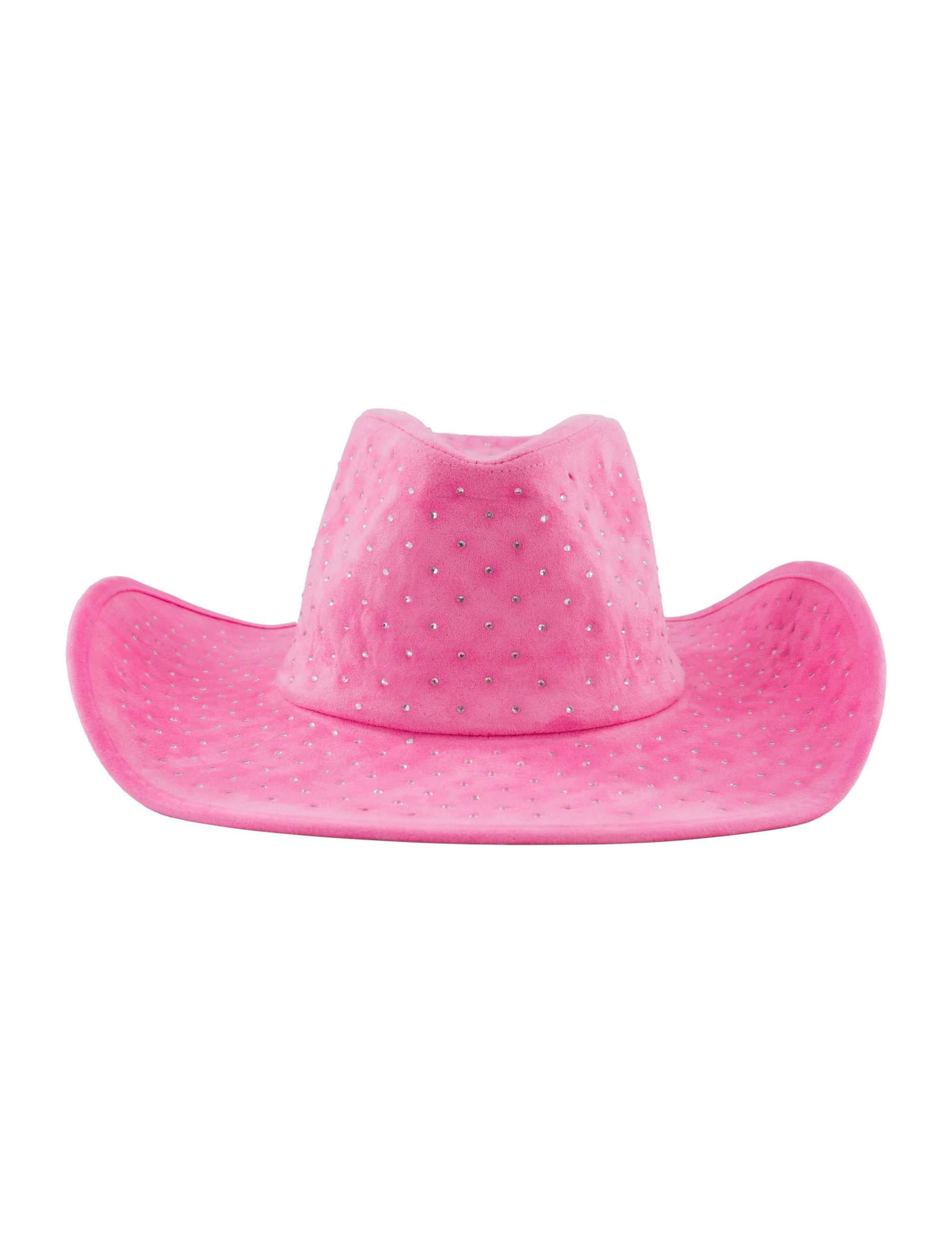 Cowboyhut mit Glitzersteinen rosa one size