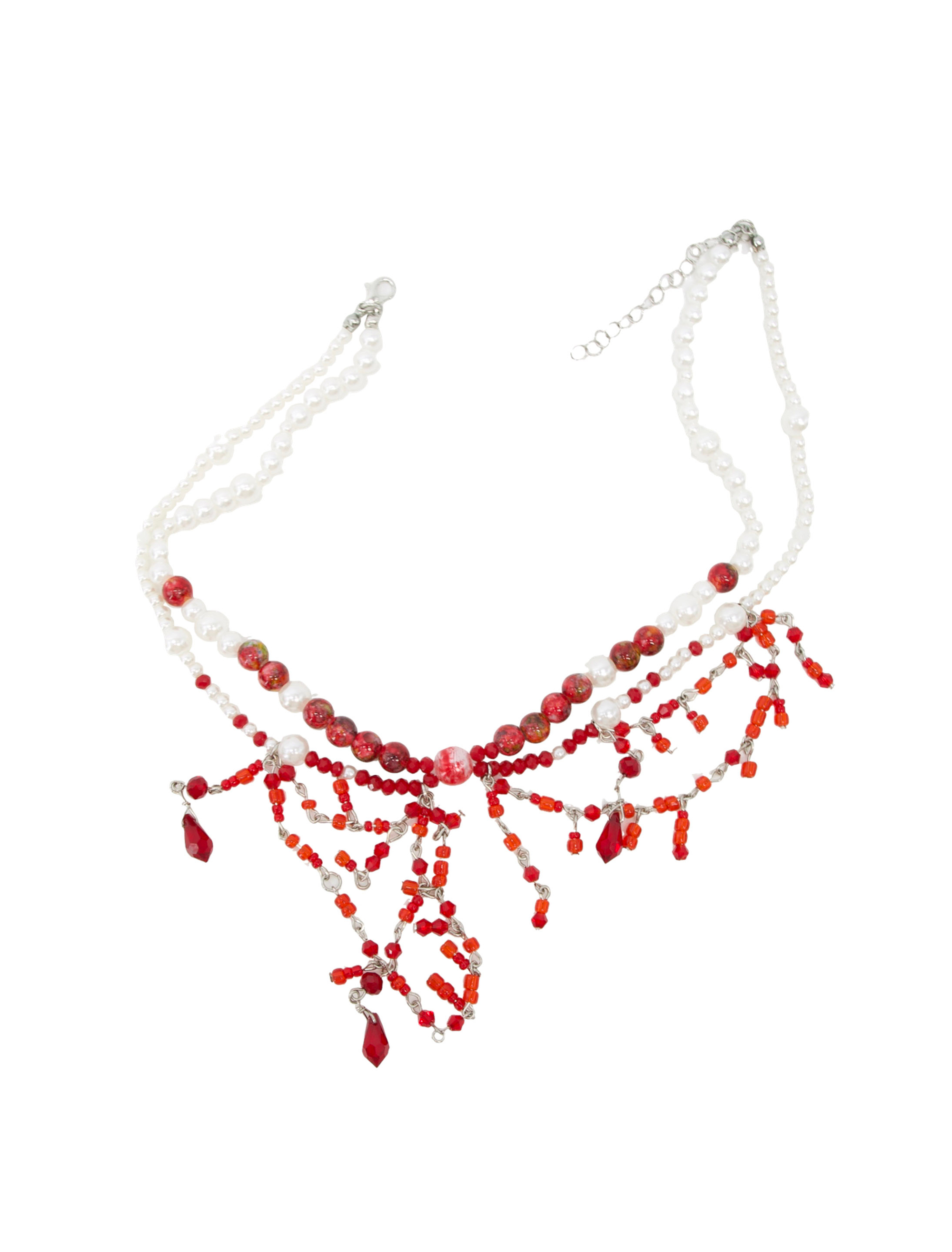 Choker Perlen blutig weiß/rot