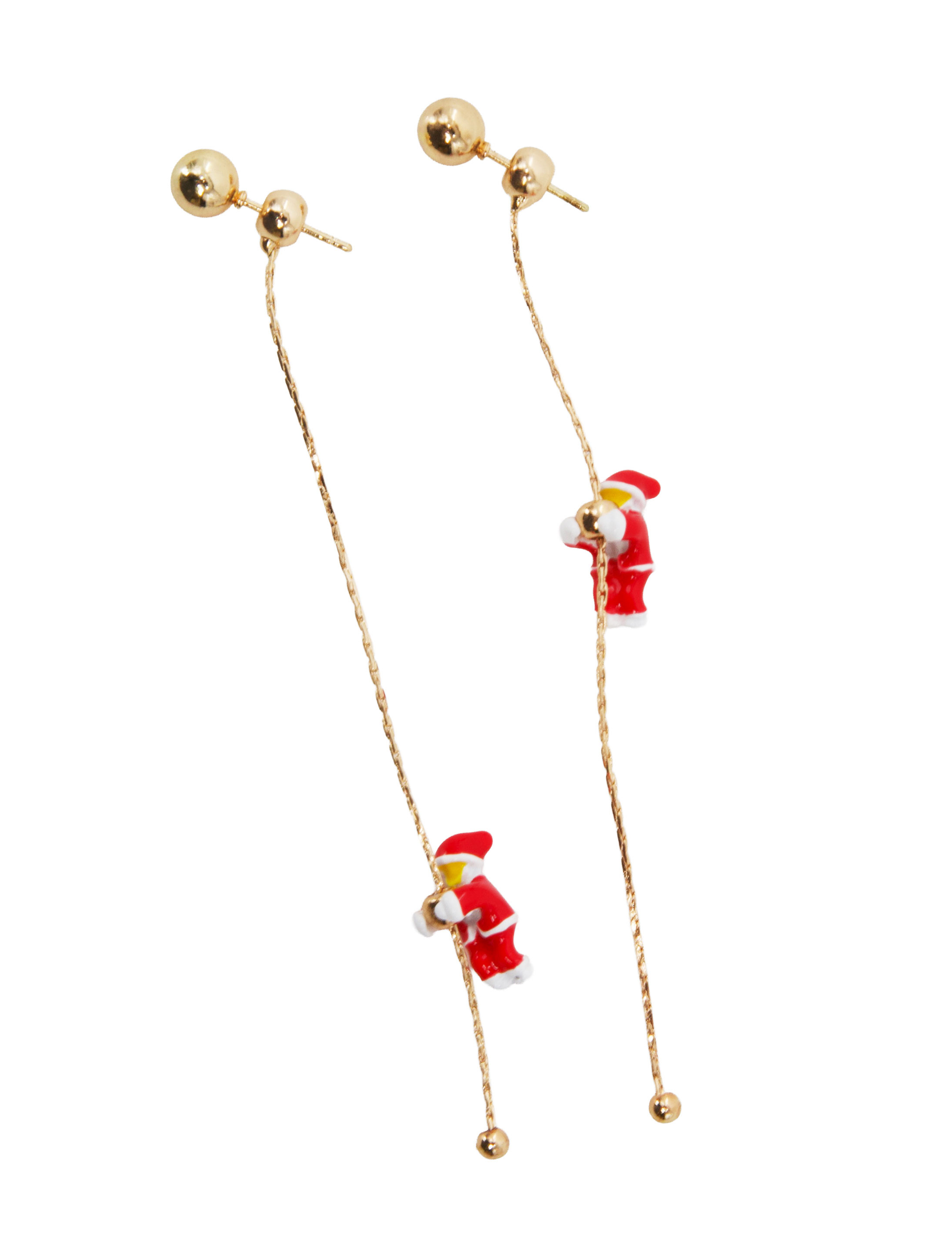 Ohrringe Santa Claus am Seil rot/weiß