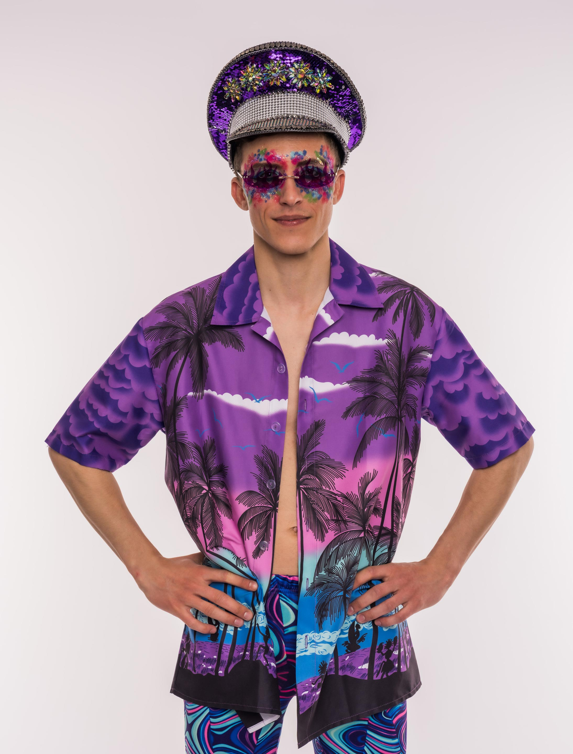 Hawaiihemd Print Herren lila S