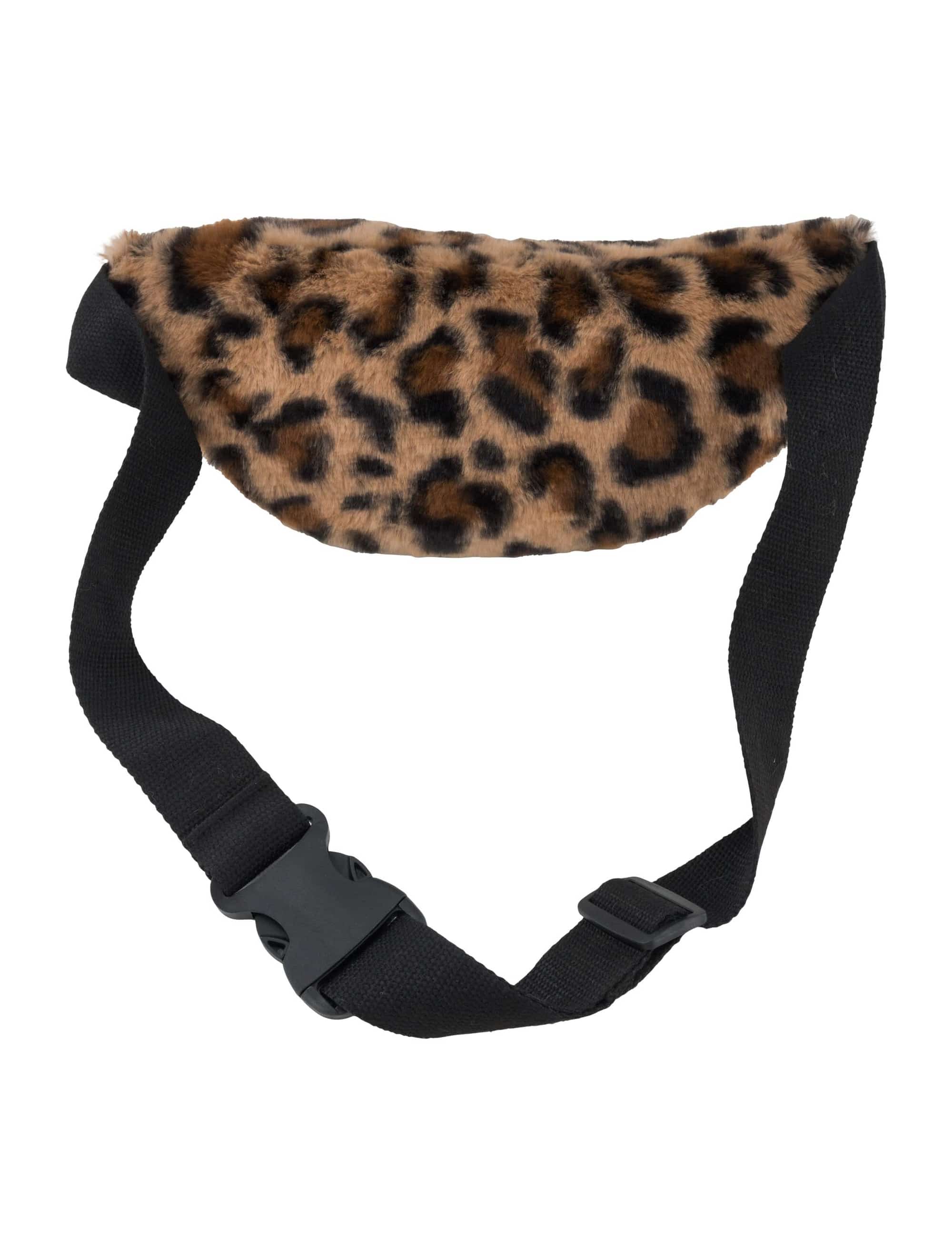 Bauchtasche Plüsch Leopard beige/braun