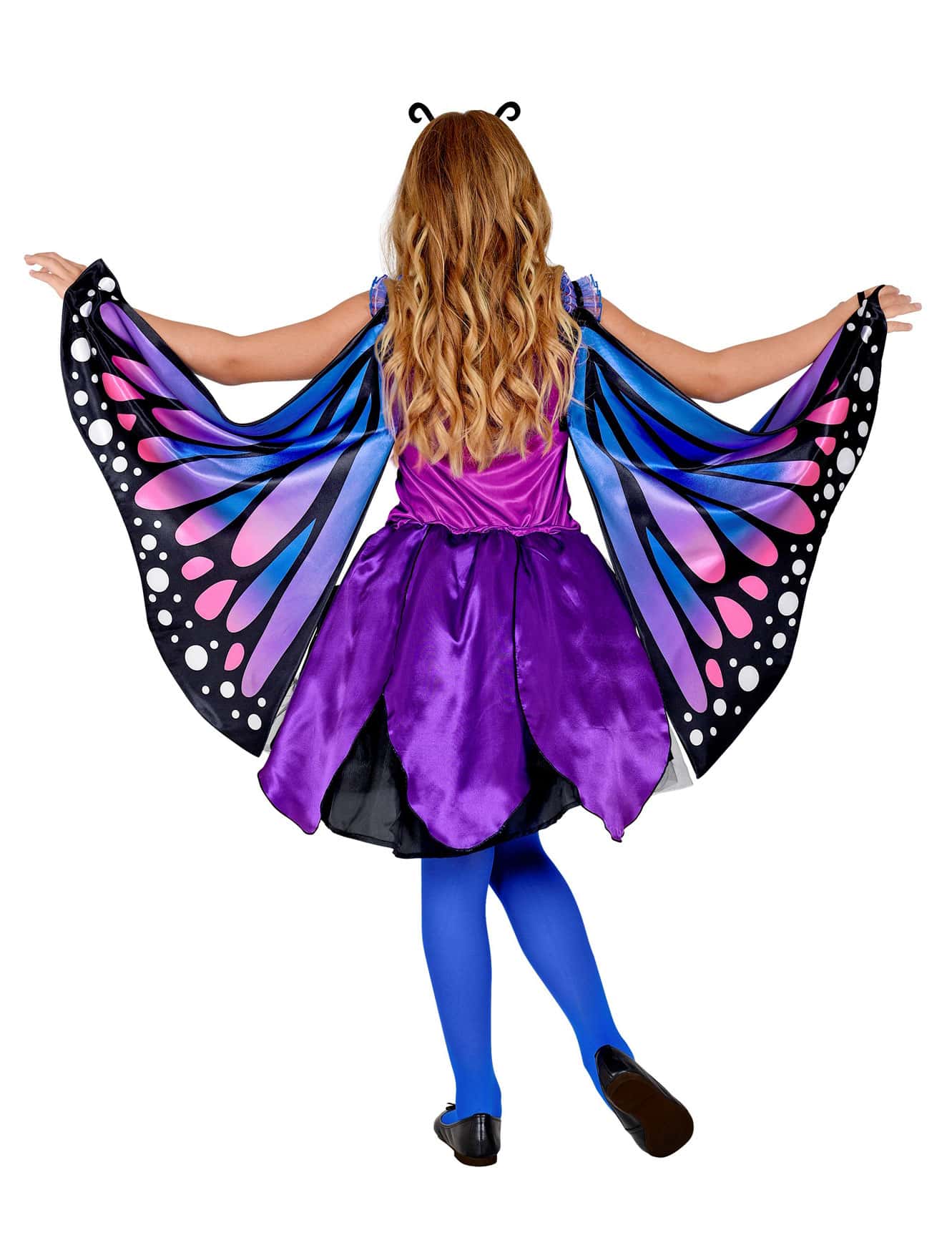 Kleid Schmetterling 3-tlg. Kinder blau/lila 128
