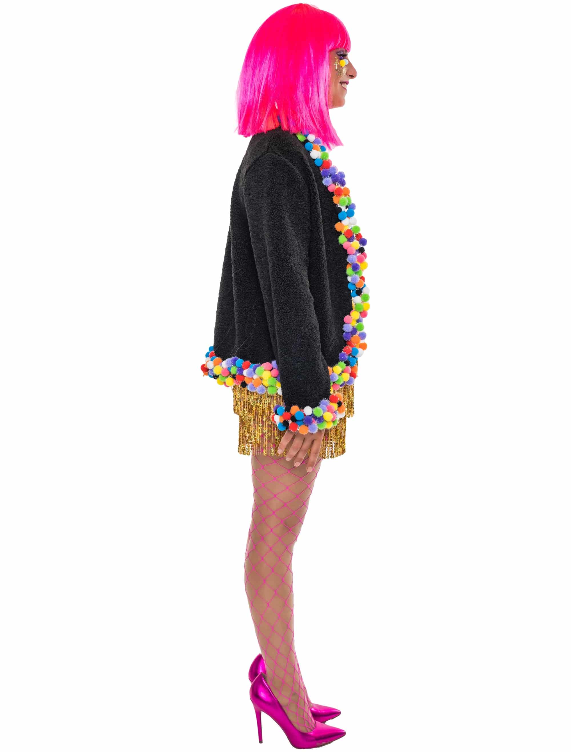 Jacke mit Pompoms Damen bunt S-M