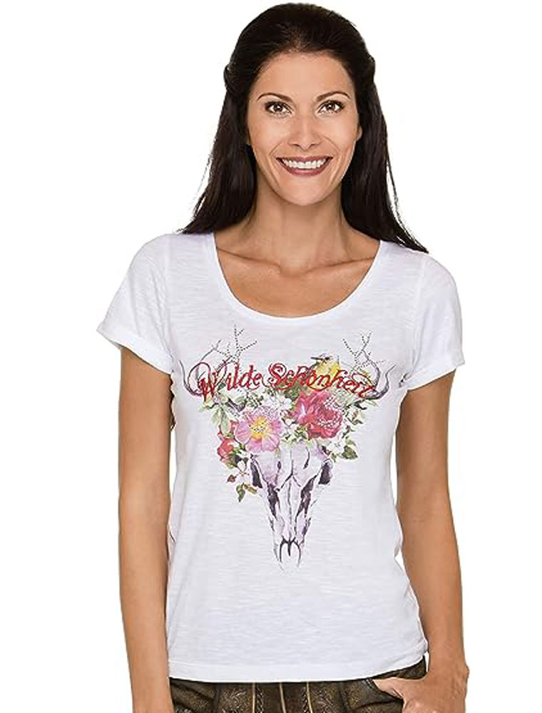 Trachten-Shirt Mercy Damen weiß 2XL