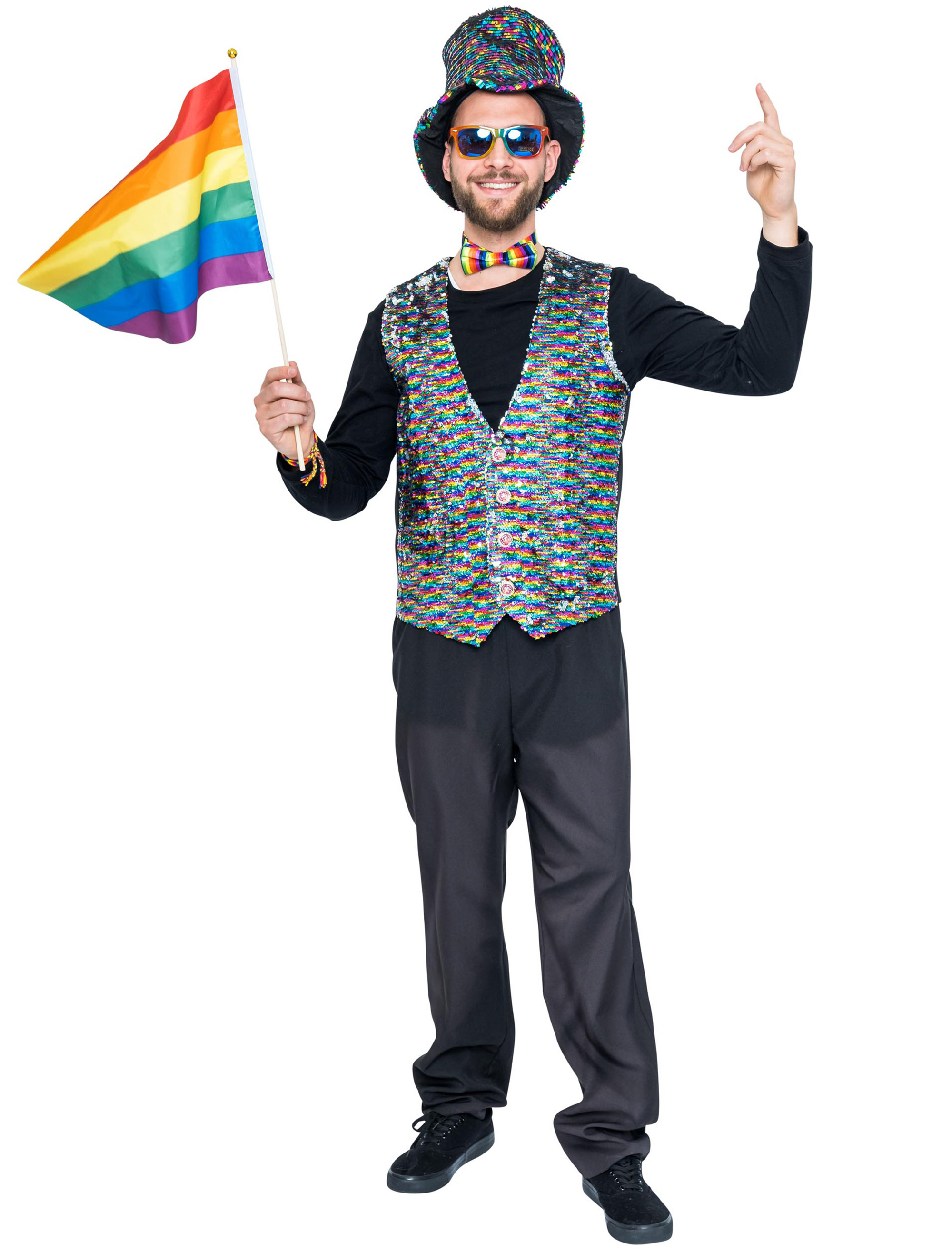 Weste Wendepailletten Herren rainbow S/M