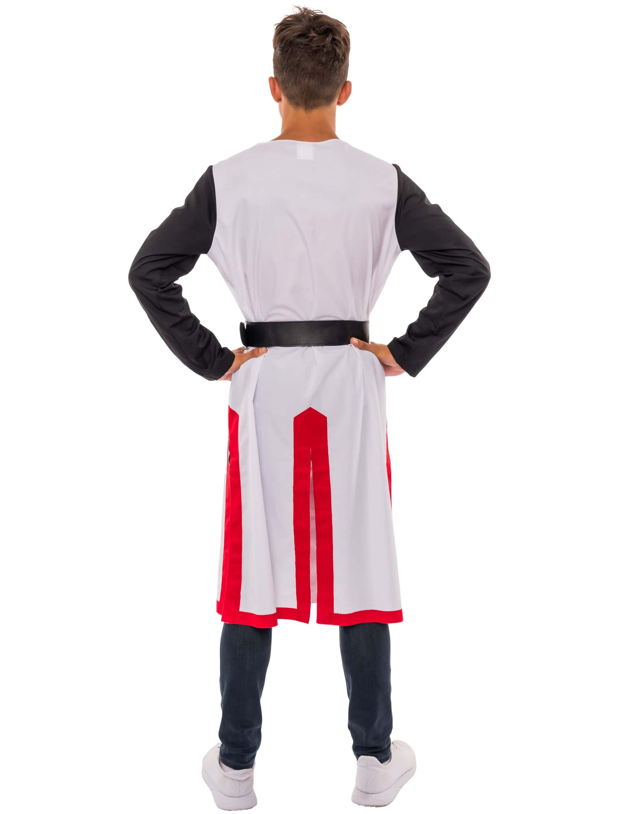 Kostüm Ritter mit Kreuz Herren schwarz/weiß/rot S/M