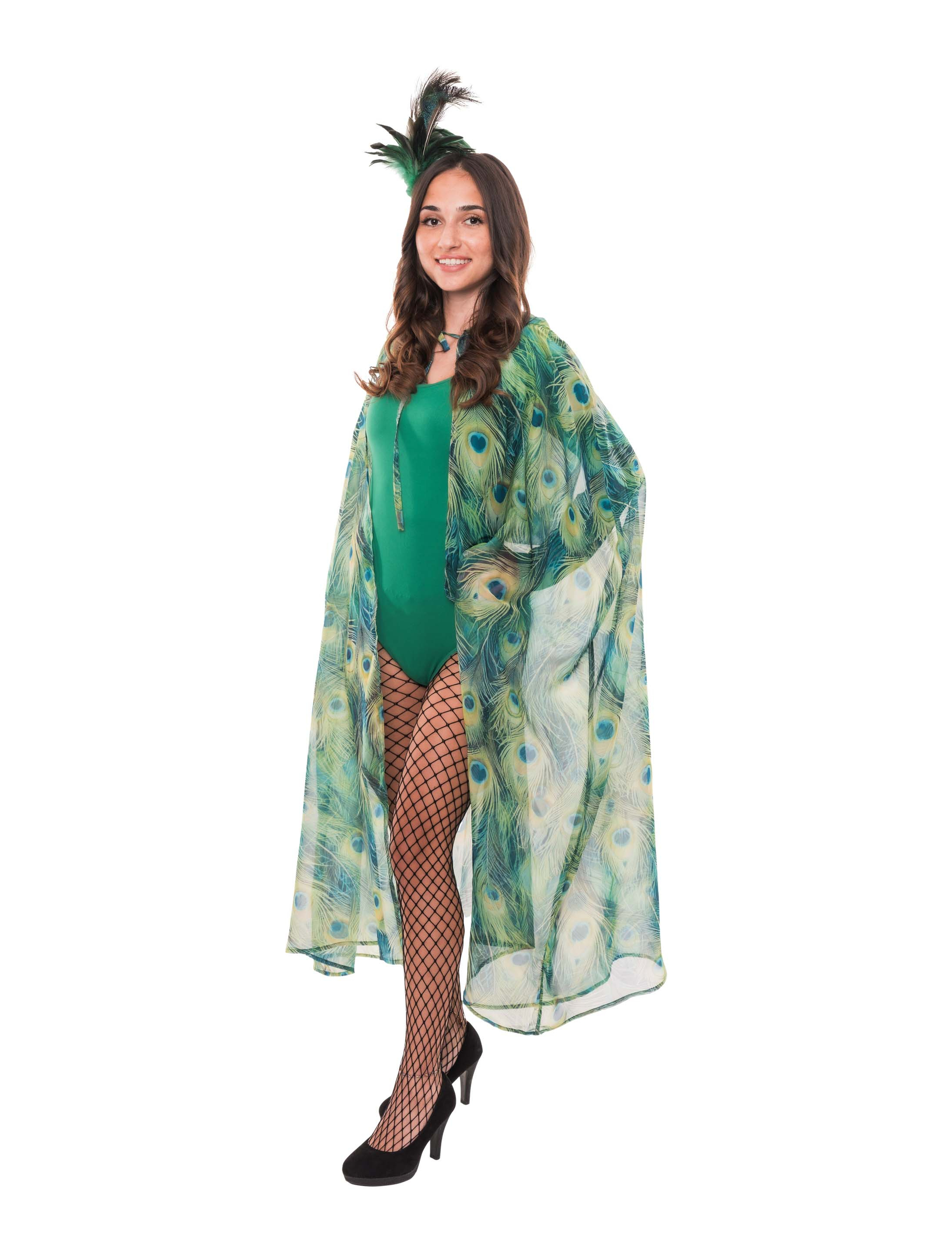 Cape Pfau mit Kapuze blau/grün one size