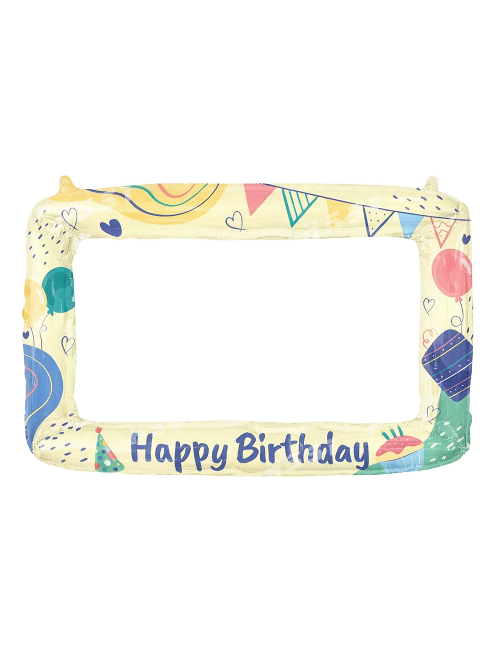 Folienballon Fotorahmen Happy Birthday 59 x 80cm gelb