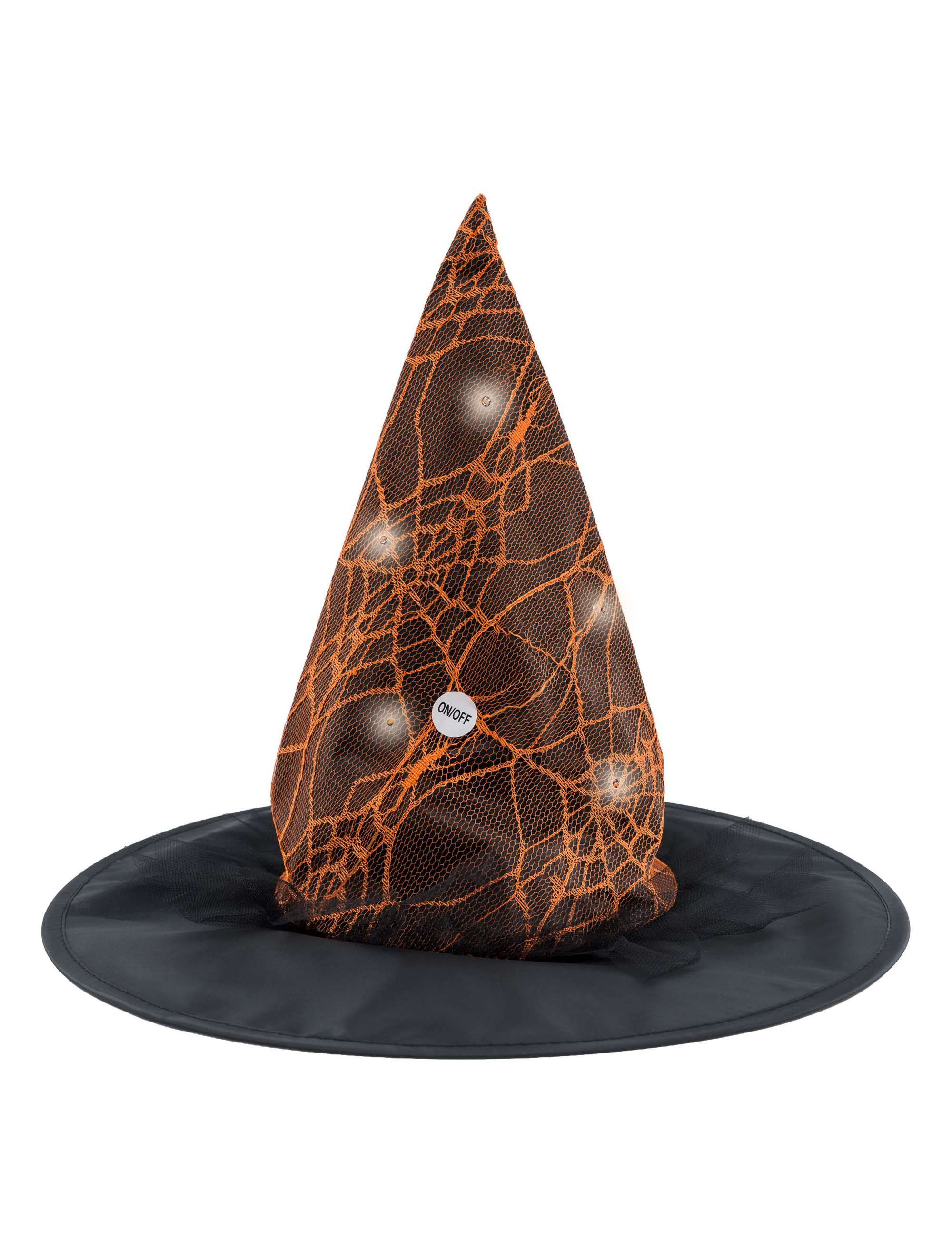 LED Hexenhut schwarz/orange one size