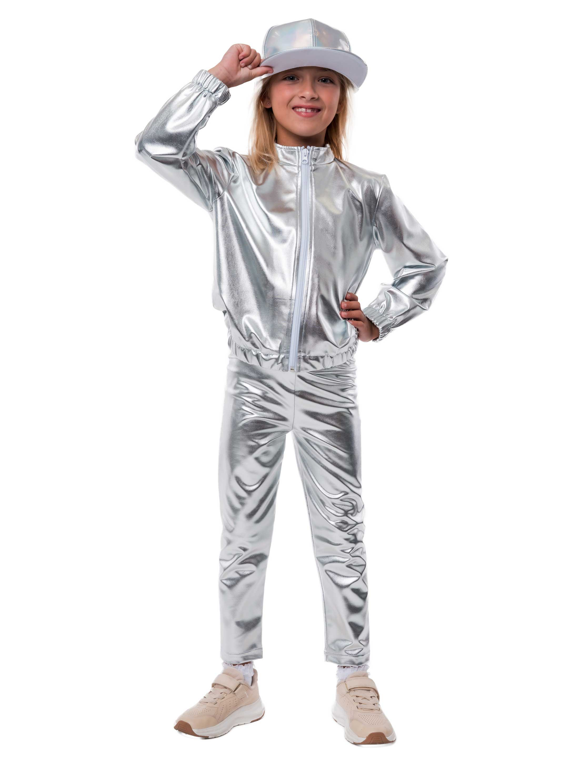 Jacke Metallic Kinder silber 128