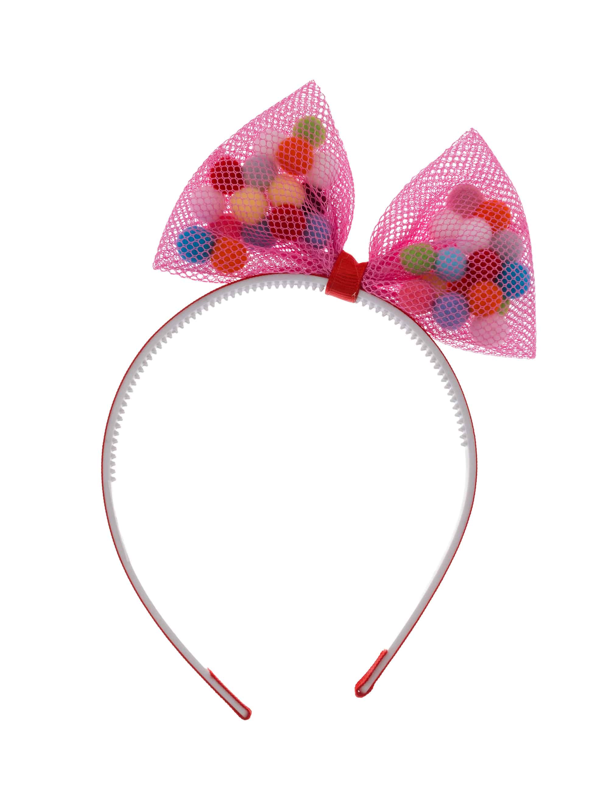 Haarreif Schleife mit Pompoms pink