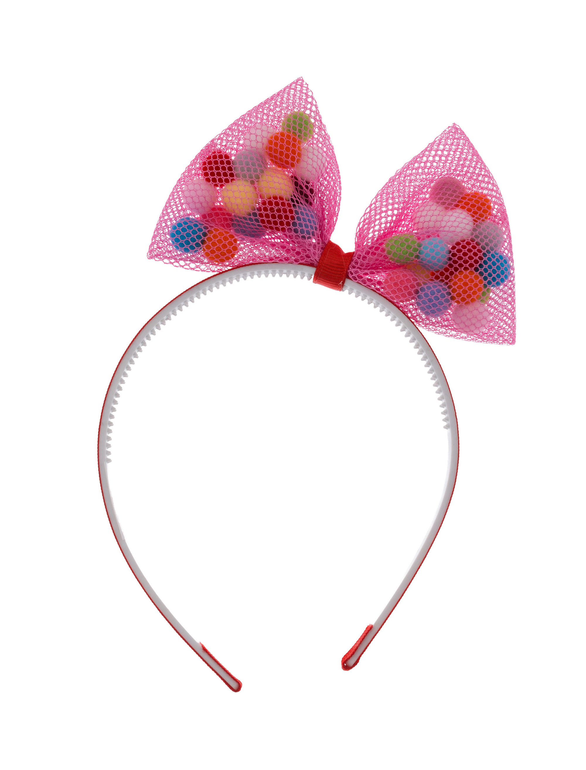 Haarreif Schleife mit Pompoms pink