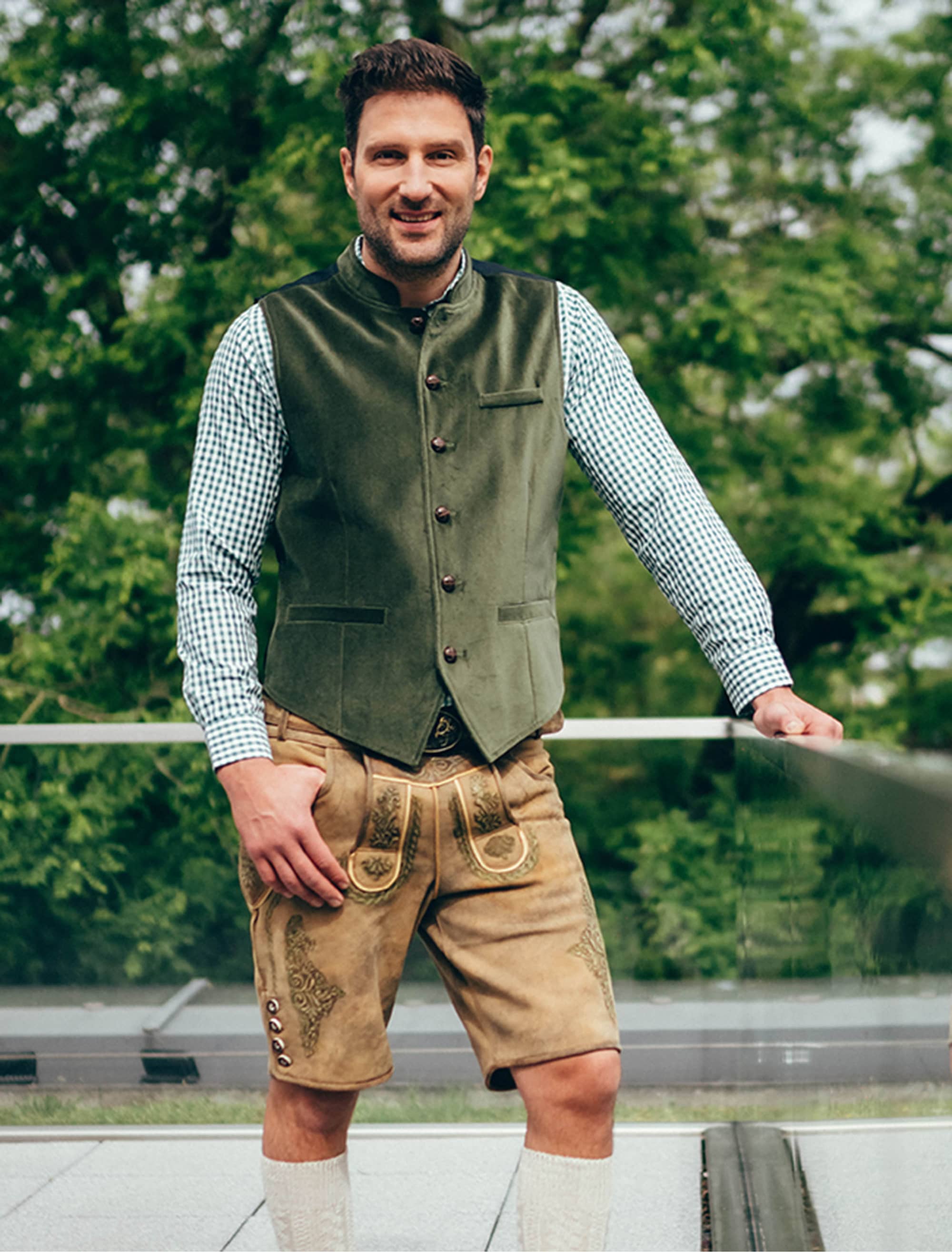 Lederhose Justus kurz Herren hellbraun S